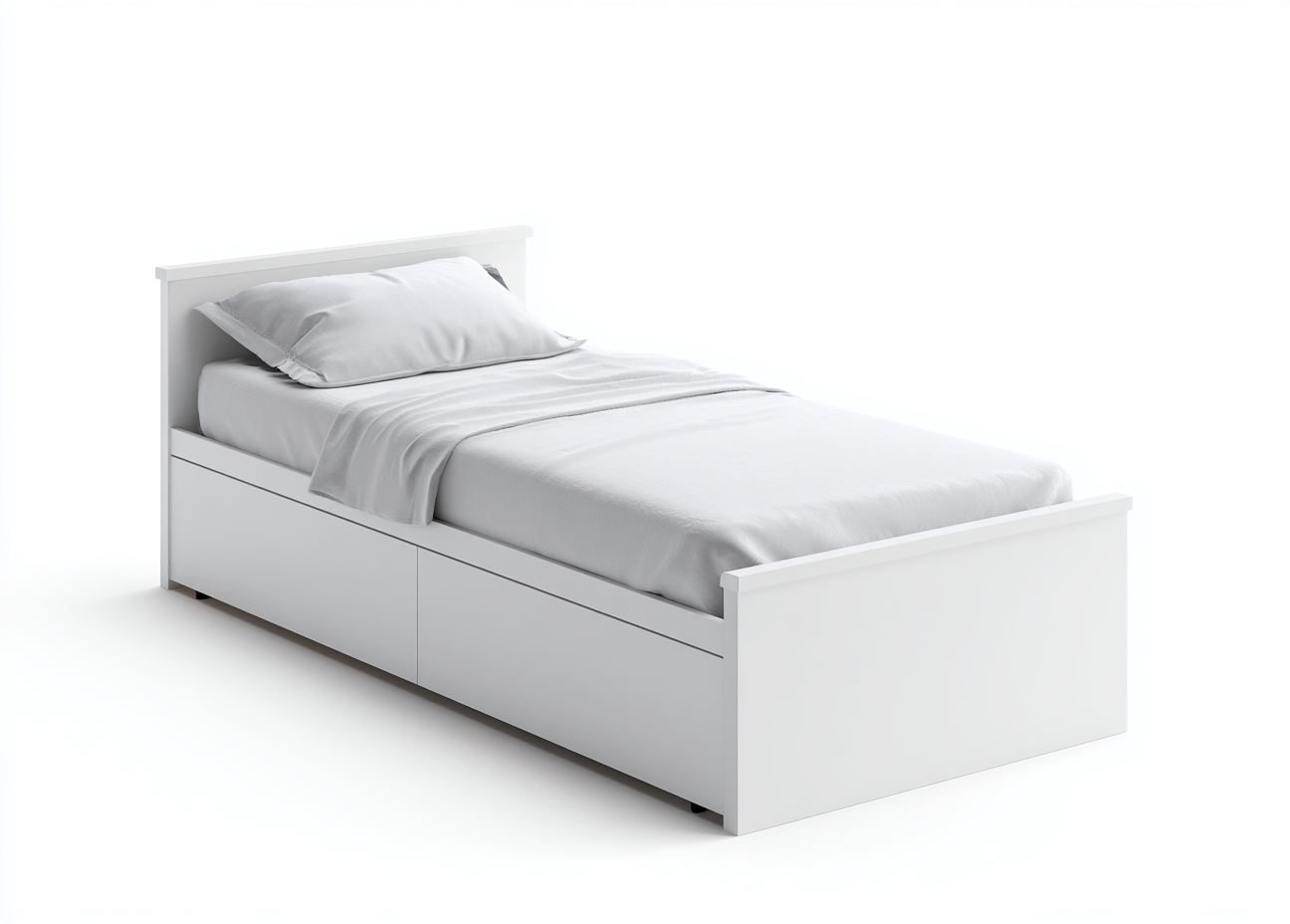 Lit simple 198x96x82 cm blanc pour chambre - design moderne avec rangement intégré-Homigetpad