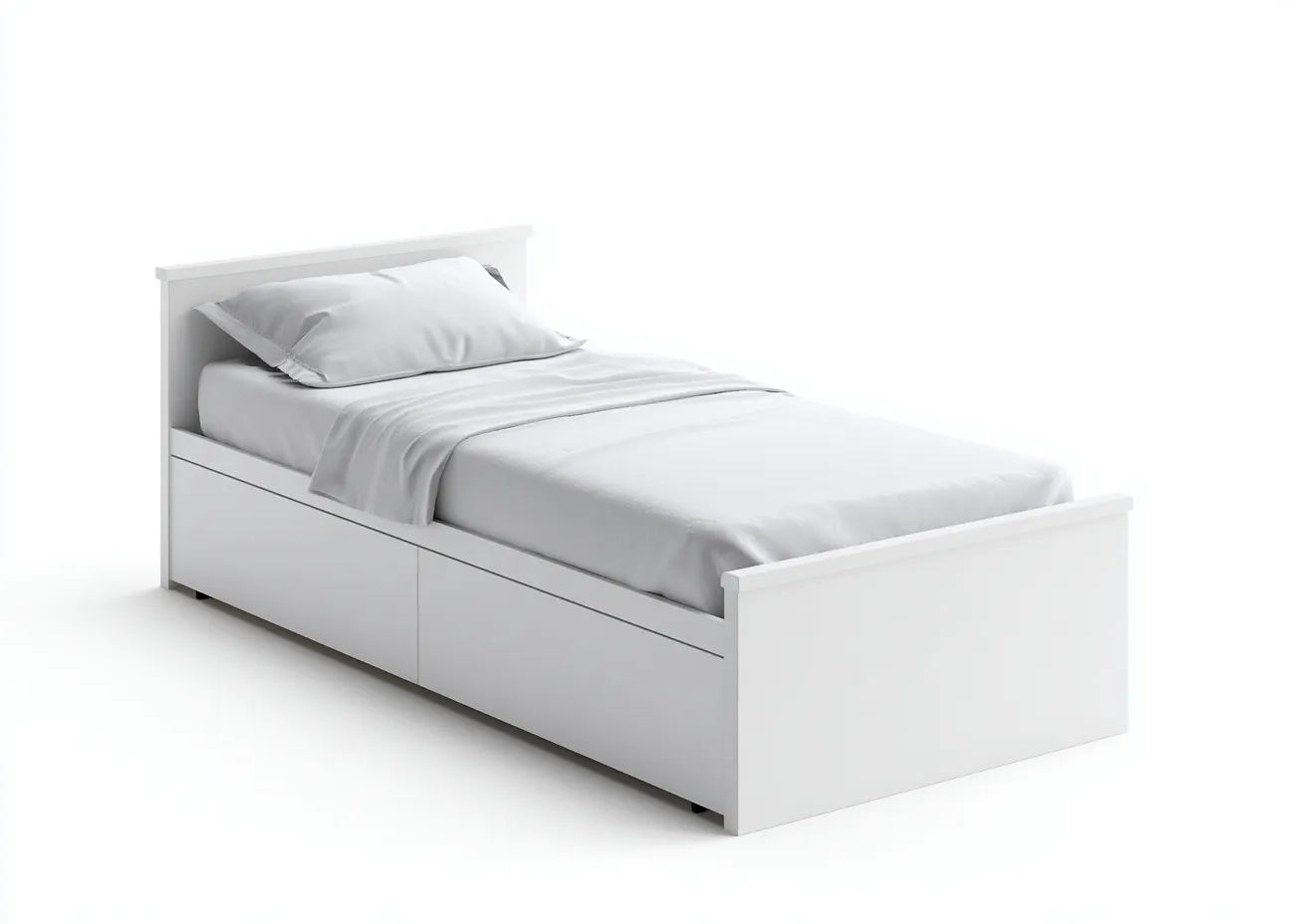 Lit simple 198x96x82 cm blanc pour chambre - design moderne avec rangement intégré-Homigetpad