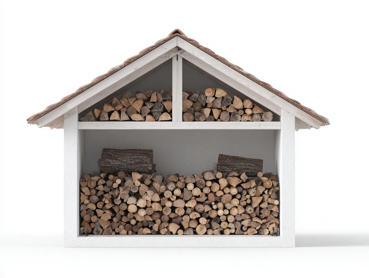 Abri à bûches 160x42x138 cm en bois blanc pour jardin - design rustique avec toit double pente-Homigetpad