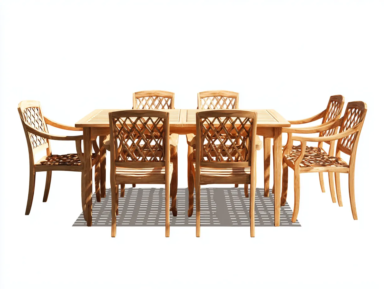 Salon de jardin repas en bois 180x95x75 cm - brun naturel - pour jardin et terrasse - design treillis classique-Homigetpad