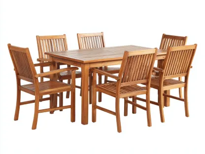Salon de jardin repas en bois 180x95x75 cm - brun clair - pour jardin - style classique-Homigetpad