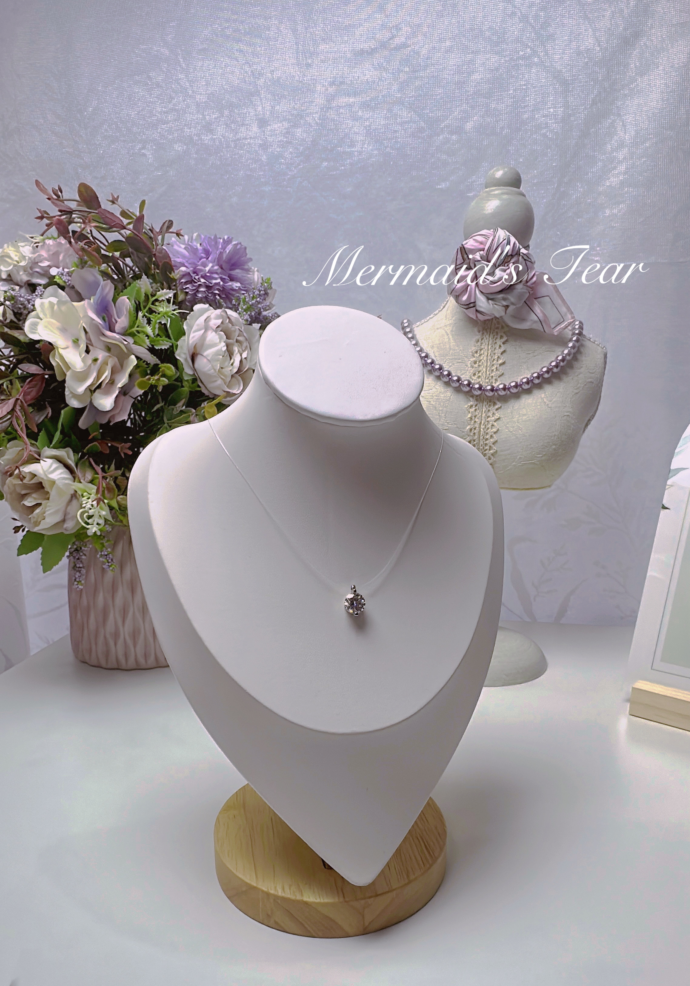 Moissanite necklace Mermaid's Tear