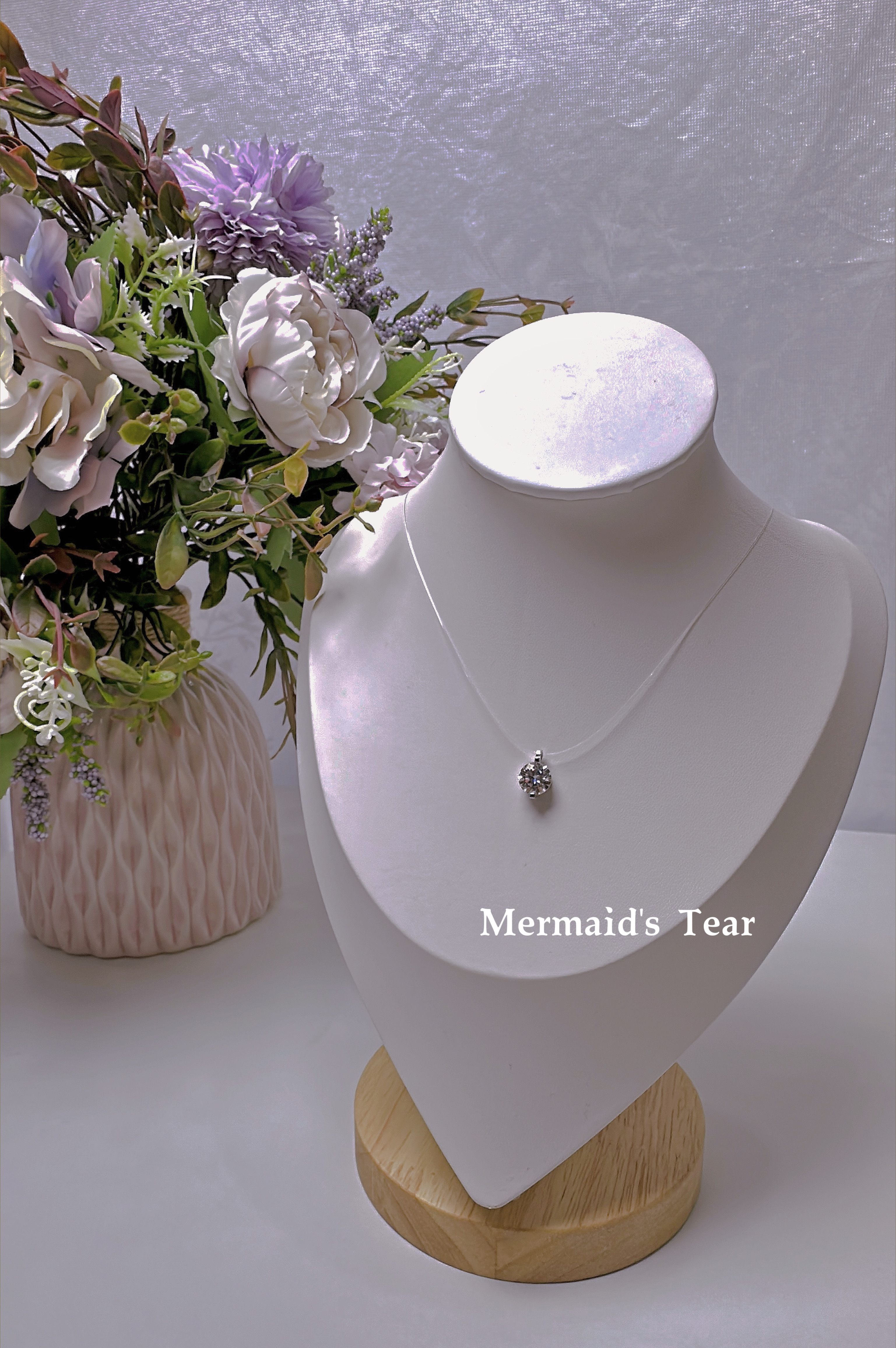 Moissanite necklace Mermaid's Tear