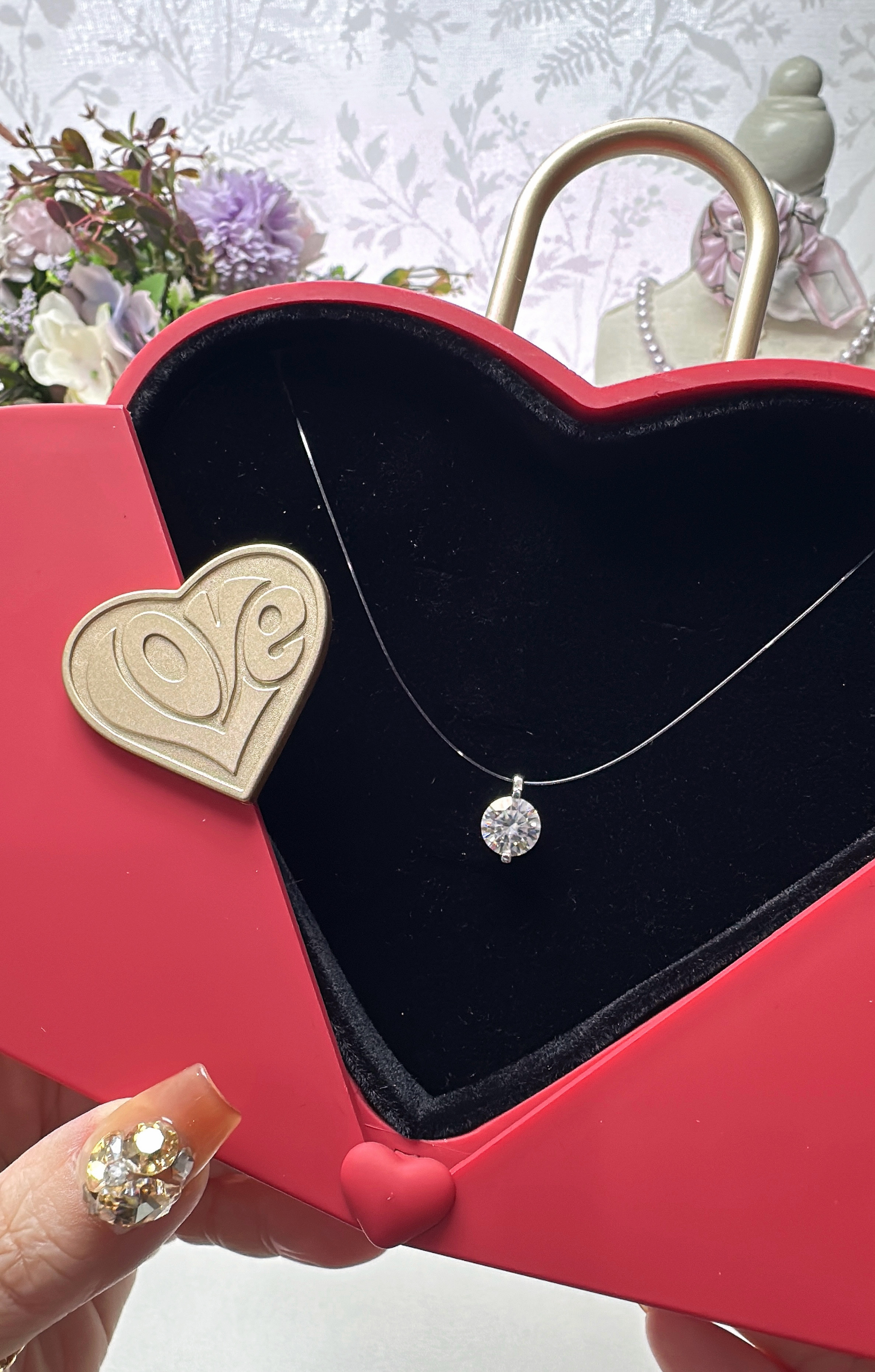 Moissanite necklace Mermaid's Tear