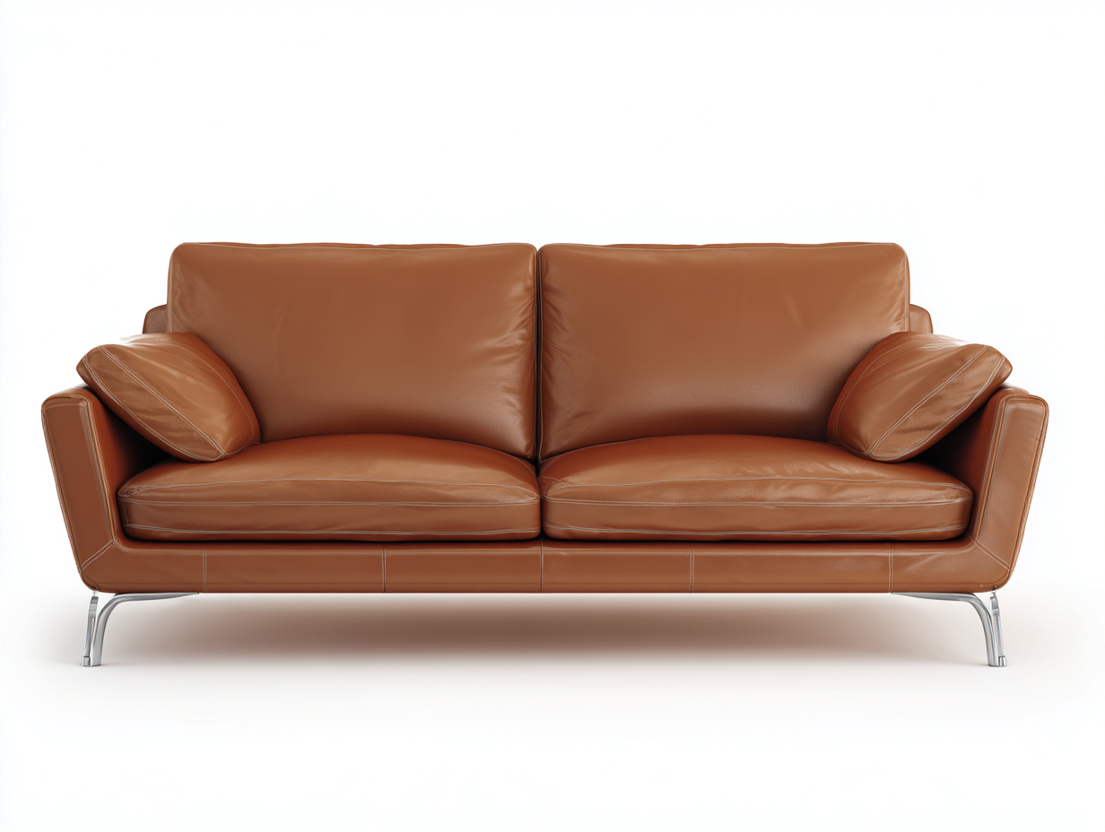 Zweisitzer Sofa Kunstleder 185x90x80 cm Braun - für Wohnzimmer - Modernes Design mit Metallbeinen-Bamboomypad