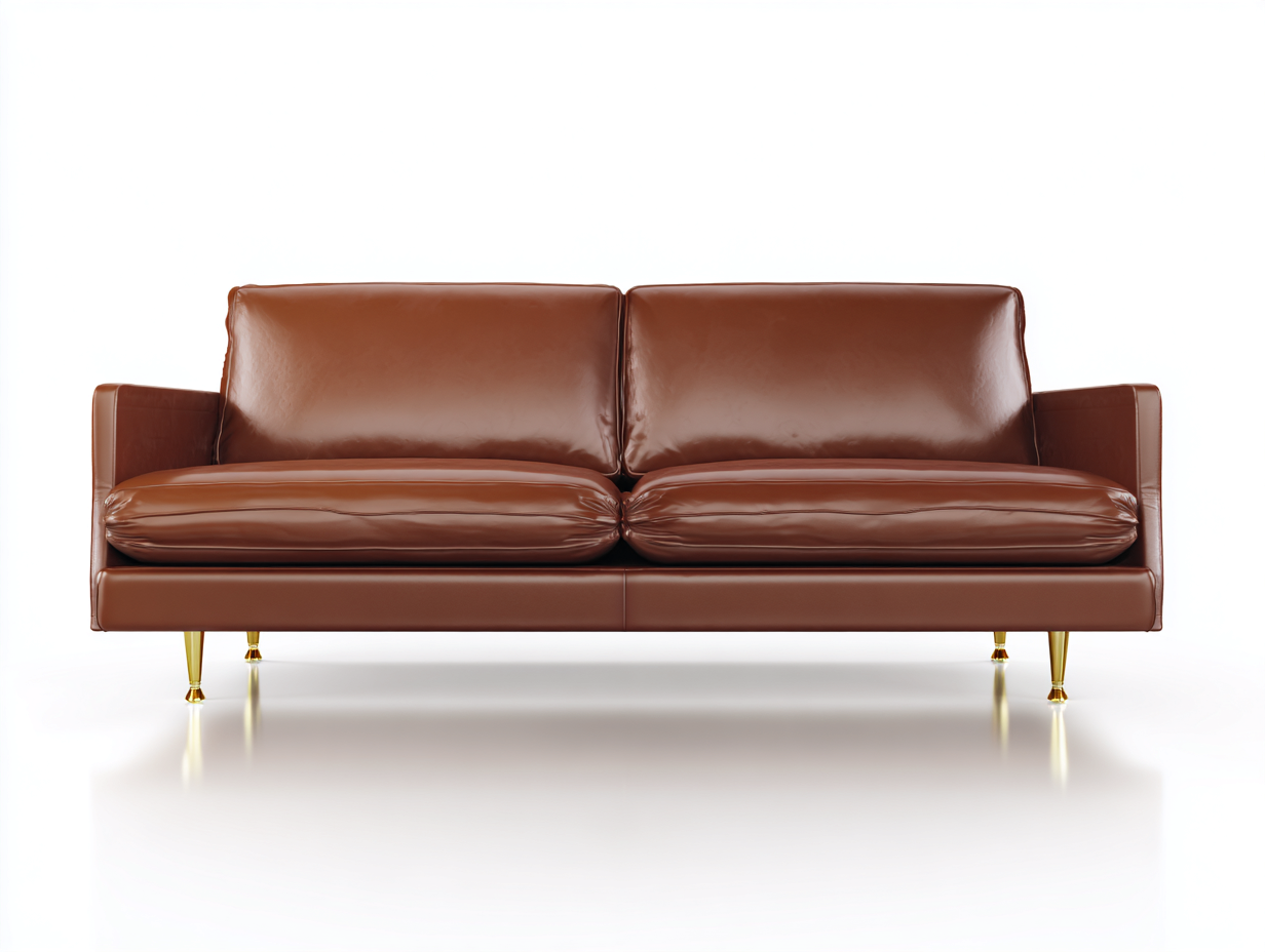 Zweisitzer Sofa Kunstleder 190x90x80 cm Braun - für Wohnzimmer - Modernes Design mit Metallbeinen-Bamboomypad