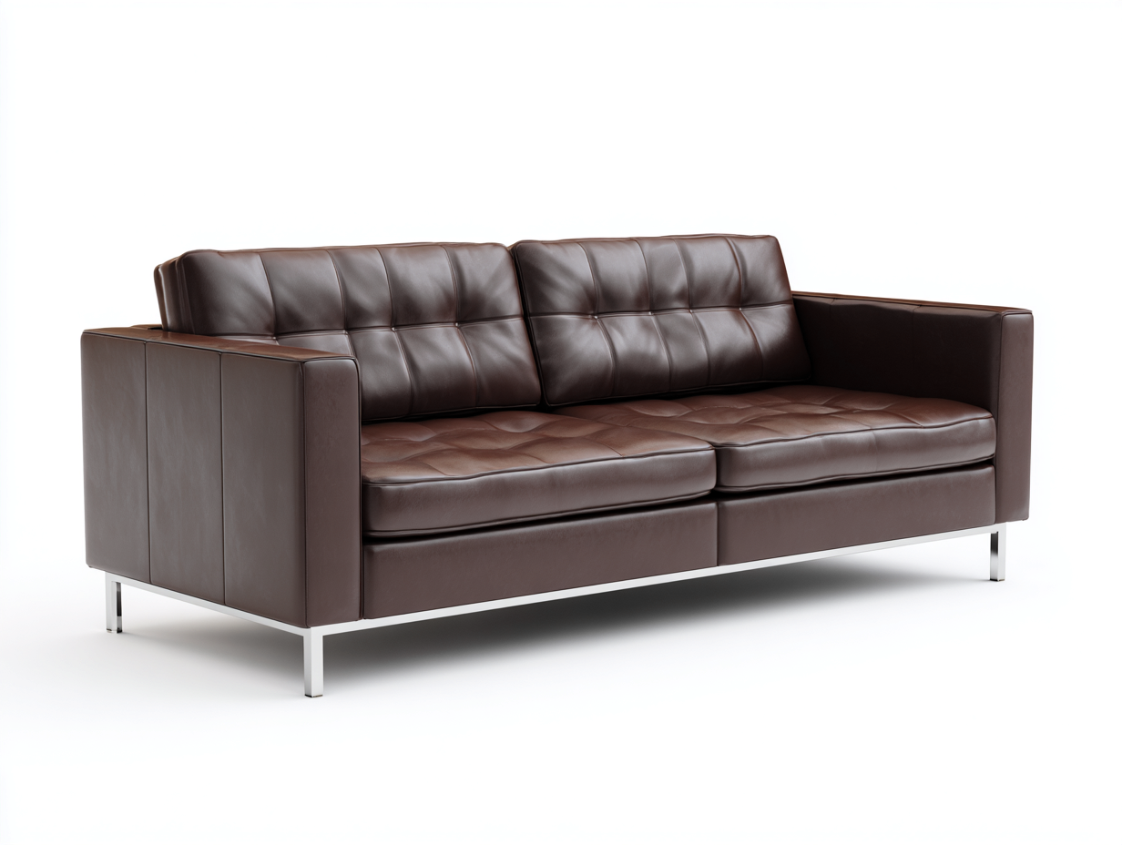 Zweisitzer Sofa Kunstleder 180x85x80 cm Braun - für Wohnzimmer - Modernes Design mit Metallbeinen-Bamboomypad