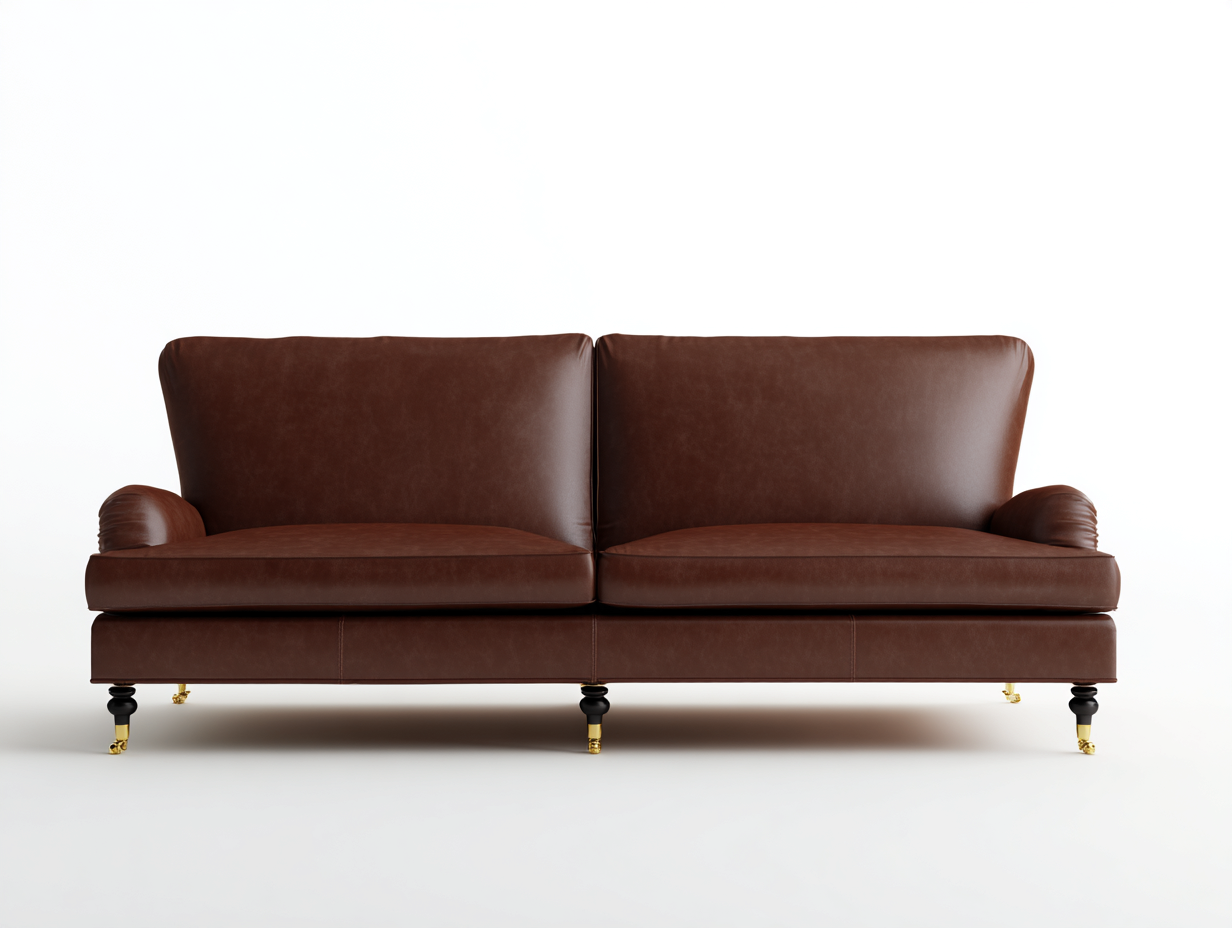 Zweisitzer Sofa Kunstleder 185x90x85 cm - Braun - mit gepolsterter Sitzfläche und Metallbeinen - Modernes Design für Wohnzimmer-Bamboomypad