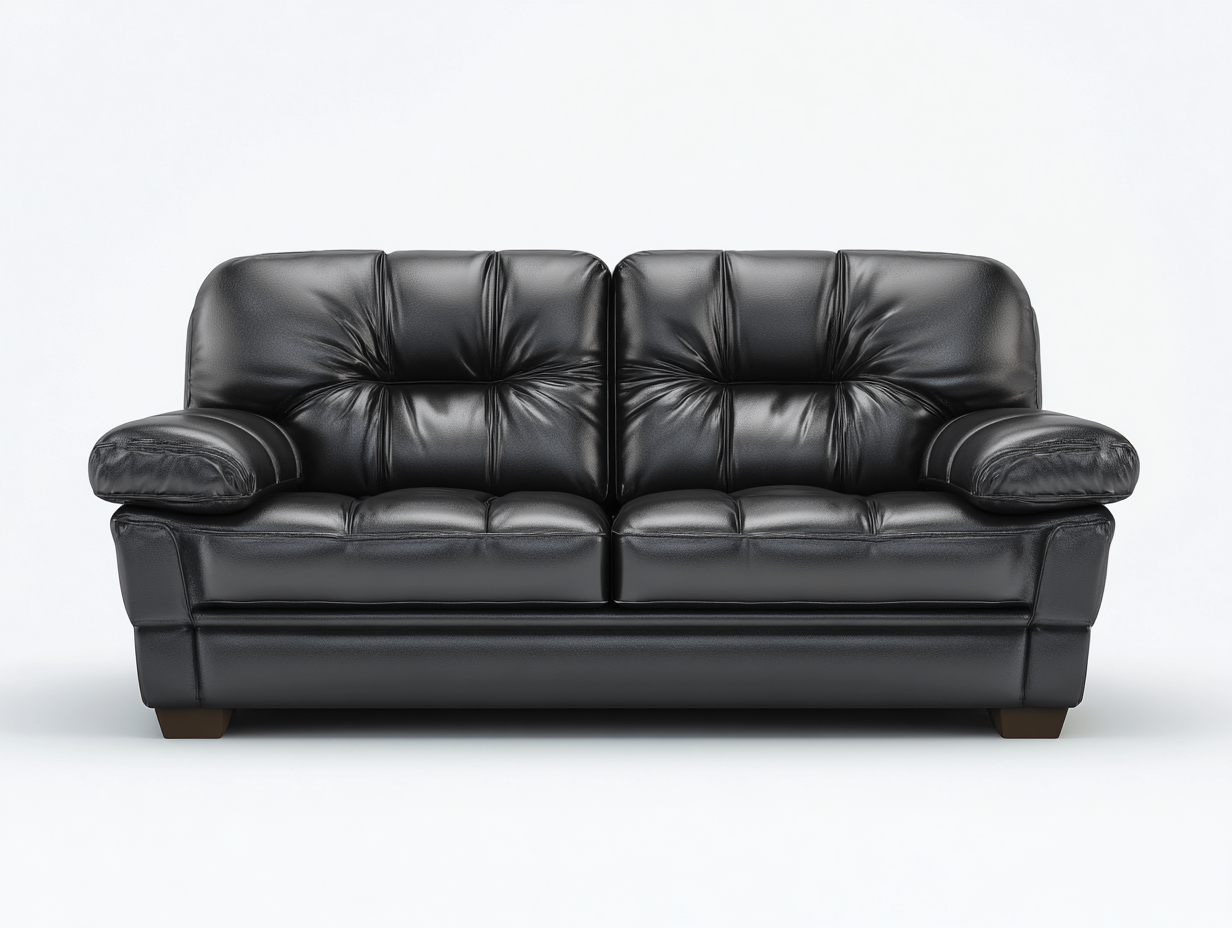Zweisitzer Sofa Kunstleder 180x90x85 cm - Schwarz - mit gepolsterter Sitzfläche und stabilen Füßen - Modernes Design für Wohnzimmer-Bamboomypad