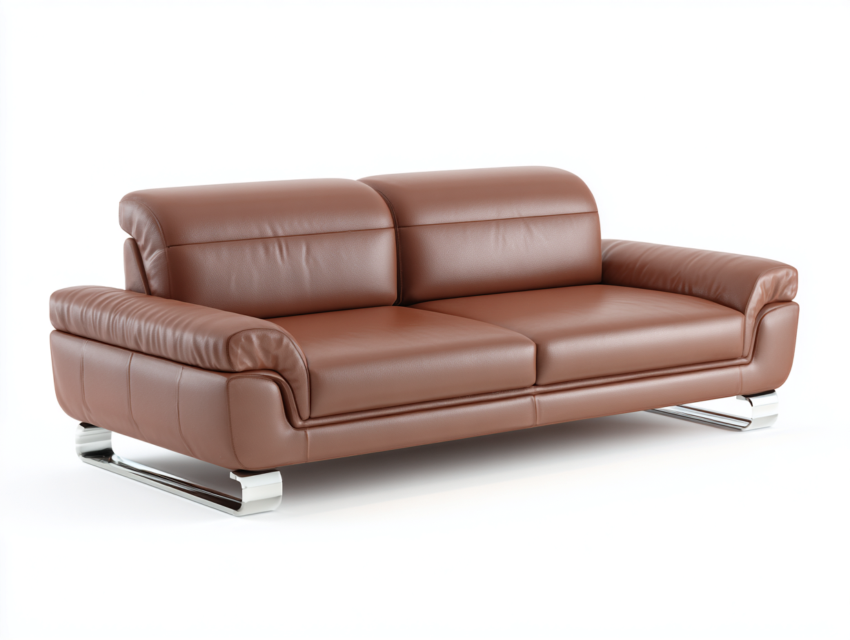 Zweisitzer Sofa Kunstleder 180x90x85 cm - Braun - mit gepolsterter Sitzfläche und Metallbeinen - Modernes Design für Wohnzimmer-Bamboomypad
