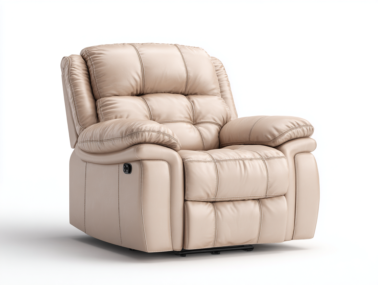 Liegesessel Kunstleder 95x90x105 cm - Beige - mit Relaxfunktion und gepolsterter Rückenlehne - Modernes Design für Wohnzimmer-Bamboomypad