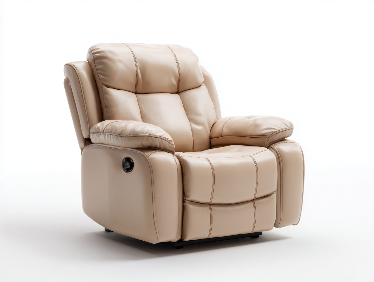 Liegesessel Kunstleder 85x95x105 cm Beige - für Wohnzimmer - Verstellbar Modernes Design-Bamboomypad
