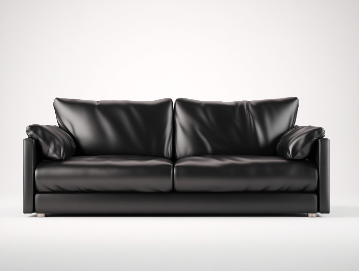 Zweisitzer Sofa-Kunstleder-Metall-174x91x83 cm-Schwarz-Moderner Minimalstil-Luxegobay