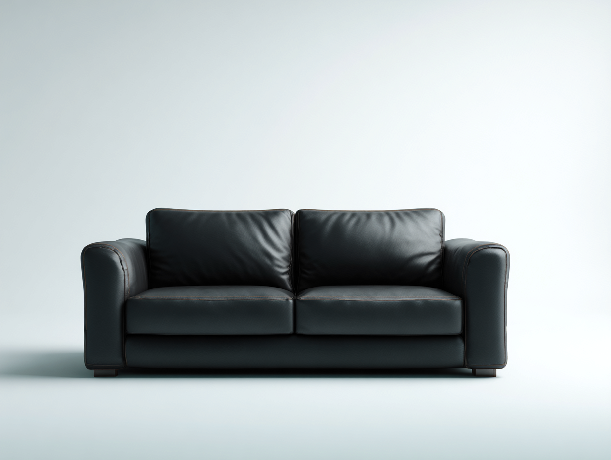 Zweisitzer Sofa-Leder-Holz-170x88x82 cm-Schwarz-Minimalistischer Stil-Luxegobay