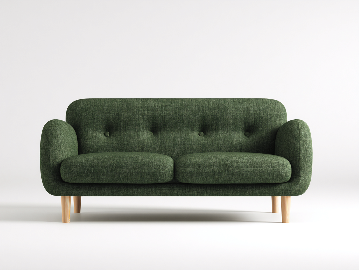 Zweisitzer Sofa-Stoff-Holz-172x86x79 cm-Dunkelgrün-Skandinavischer Stil-Luxegobay