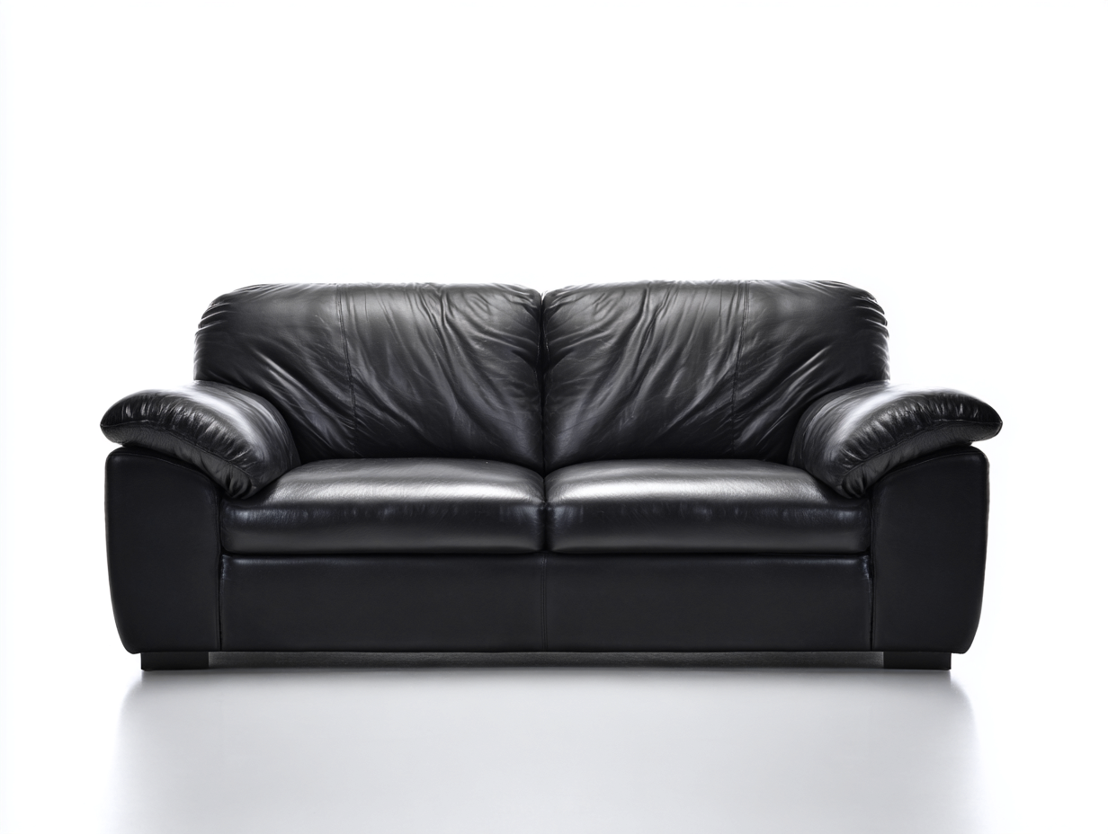 Zweisitzer Sofa-Leder-Holz-174x90x85 cm-Schwarz-Komfortabler Klassischer Stil-Luxegobay