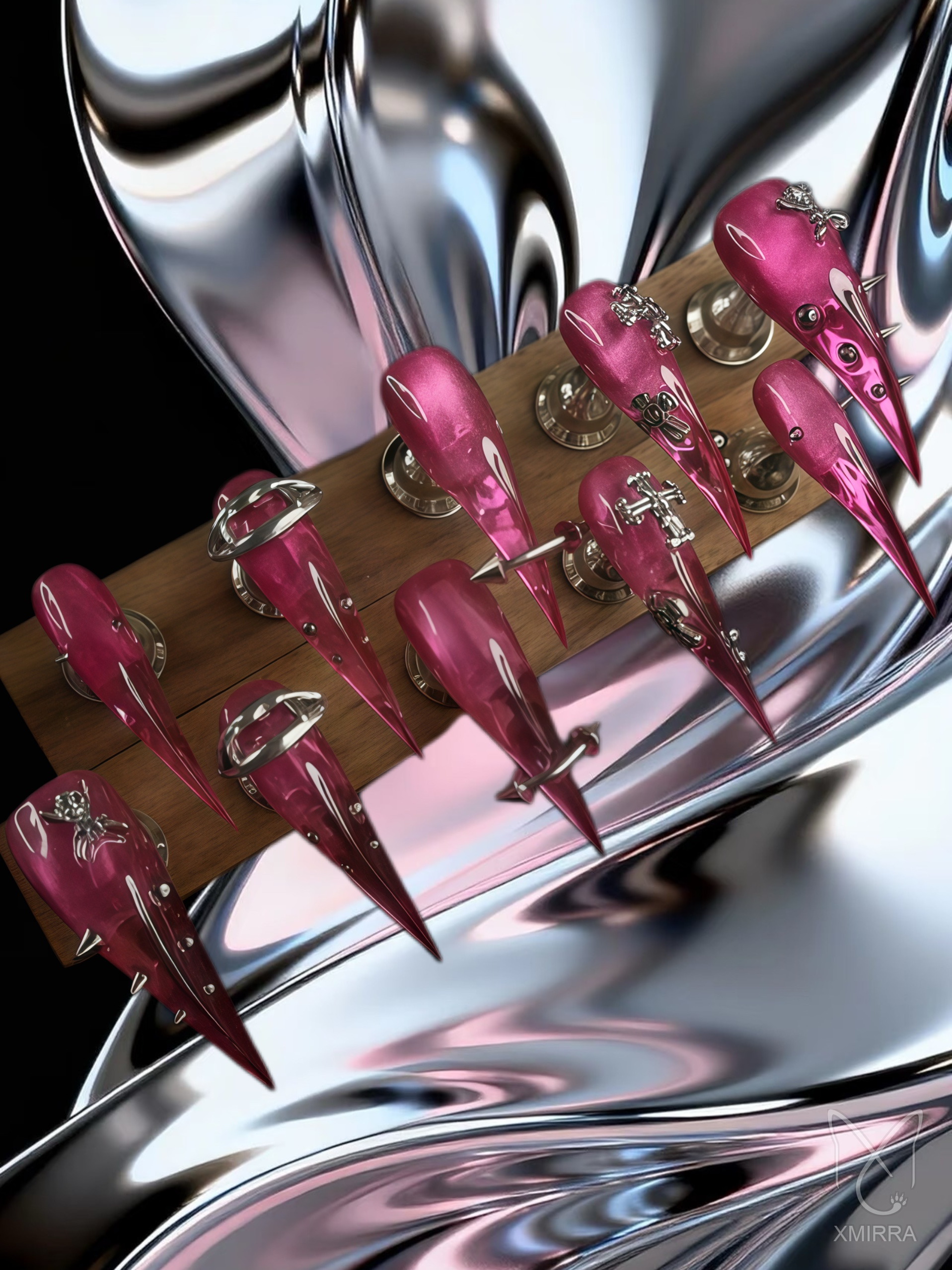 Long Pink Stud Kitty Claws