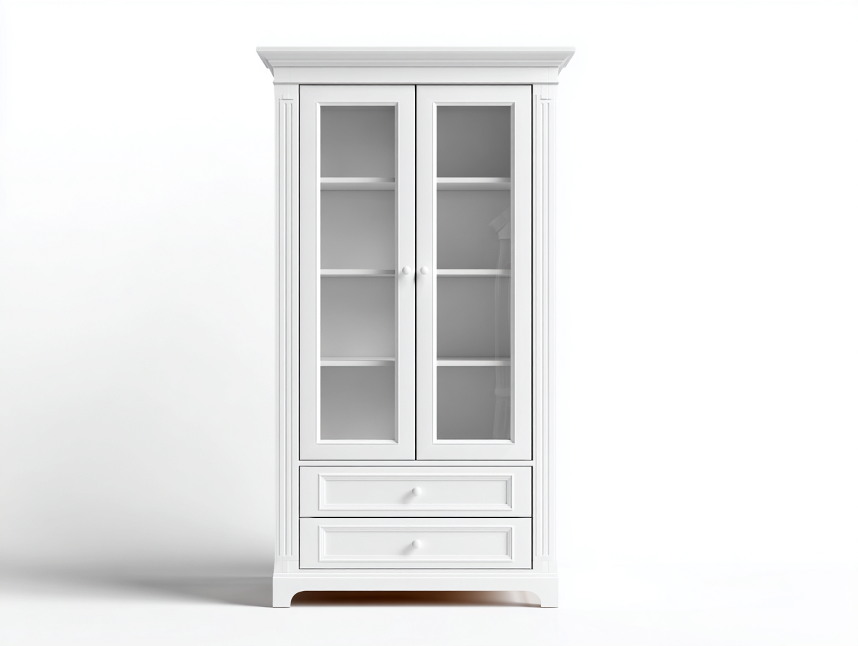 Vitrinen Holz Glas 90x40x175 cm - weiß - klassisches Design für Küche mit Stauraum-Craftgoyard