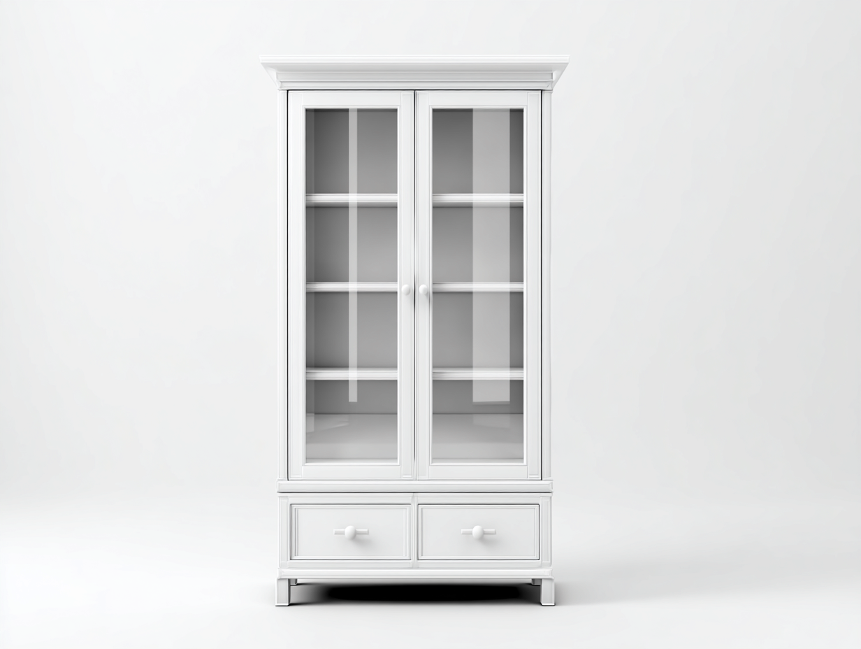 Vitrinen Holz Glas 85x40x180 cm - weiß - klassisches Design für Küche mit Stauraum-Craftgoyard
