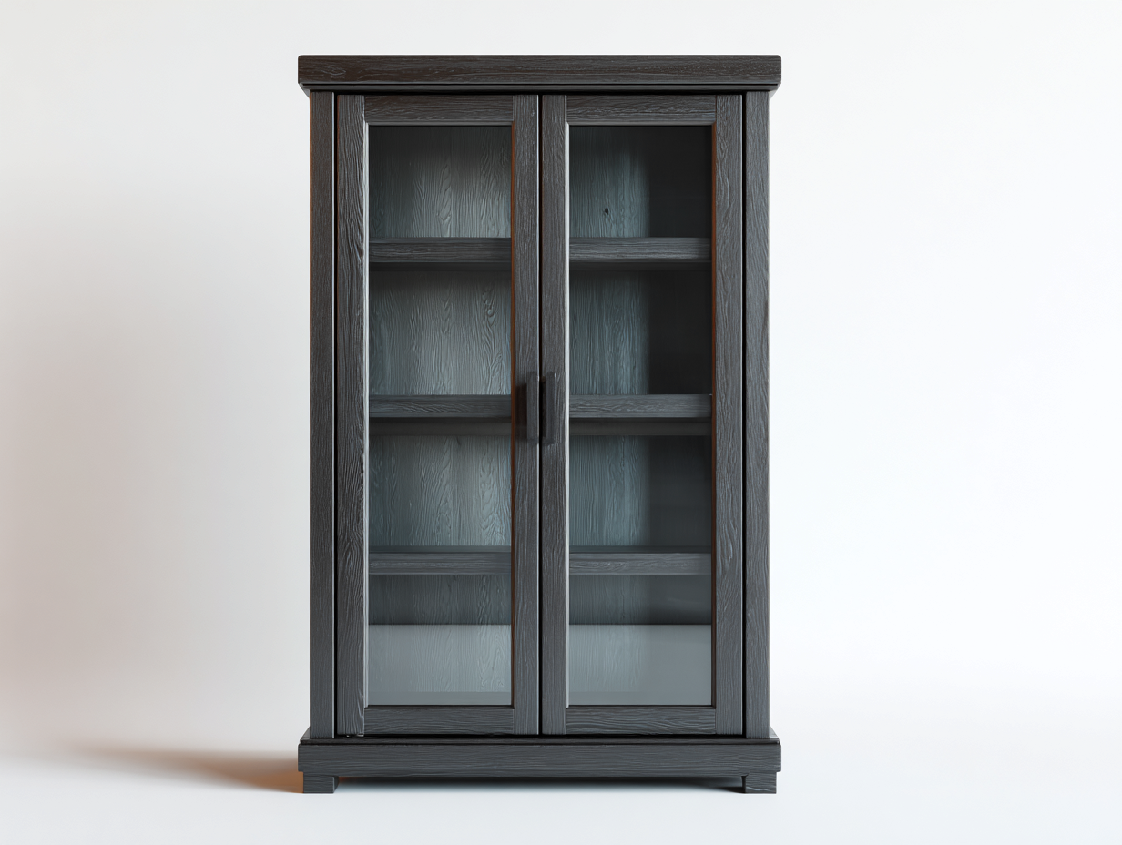 Vitrine Holzwerkstoff 90x40x180 cm - Dunkelgrau - mit 2 Glastüren und Einlegeböden - Modernes Design für Küche-Craftgoyard