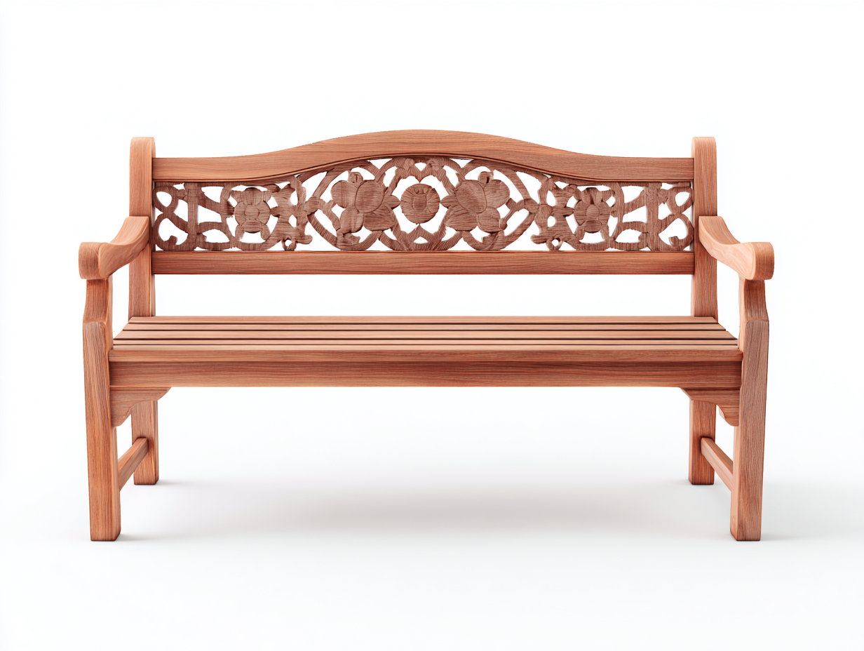 Gartenbank Holz 125x60x92 cm - naturfarben - klassisches Design mit dekorativer Rückenlehne für Garten-Craftgoyard