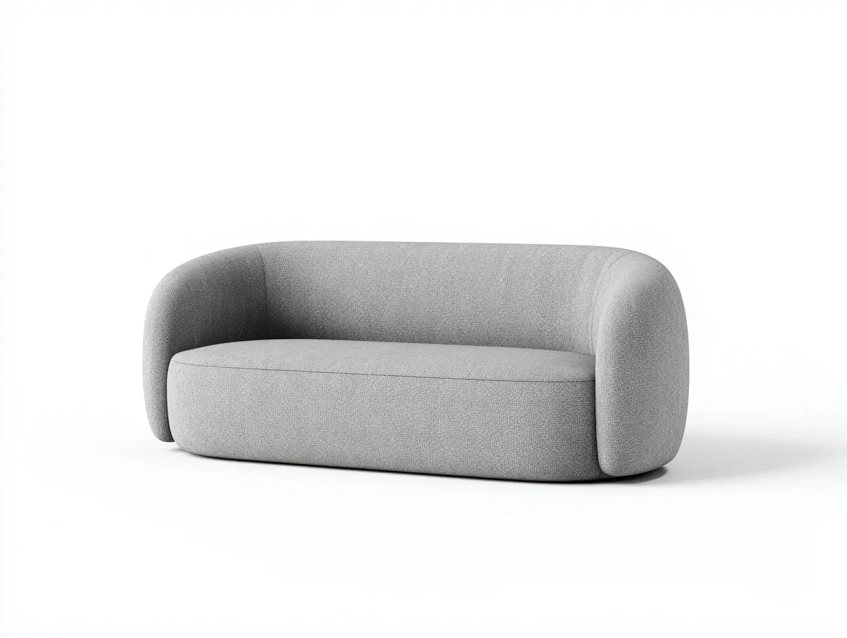Sofá de dos plazas 210x88x74 cm - tejido gris claro para salón - diseño curvo con brazos redondeados-Nileniostudio