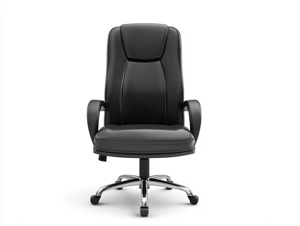 Silla de oficina 66x70x112-120 cm - negro y cromado - polipiel - respaldo alto con ruedas