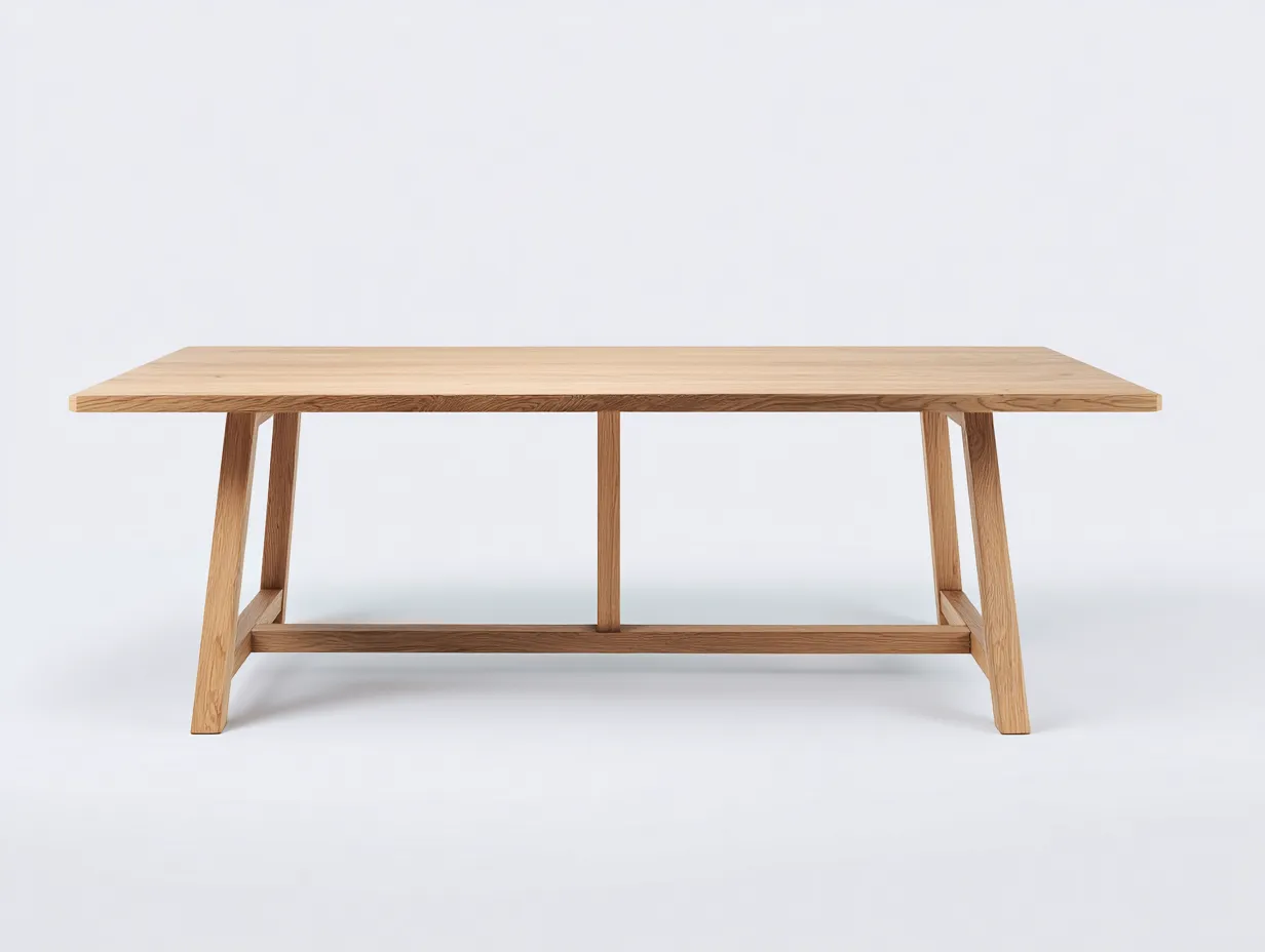 Mesa de comedor 220x95x75 cm - roble claro - para comedor - estructura con travesaño central