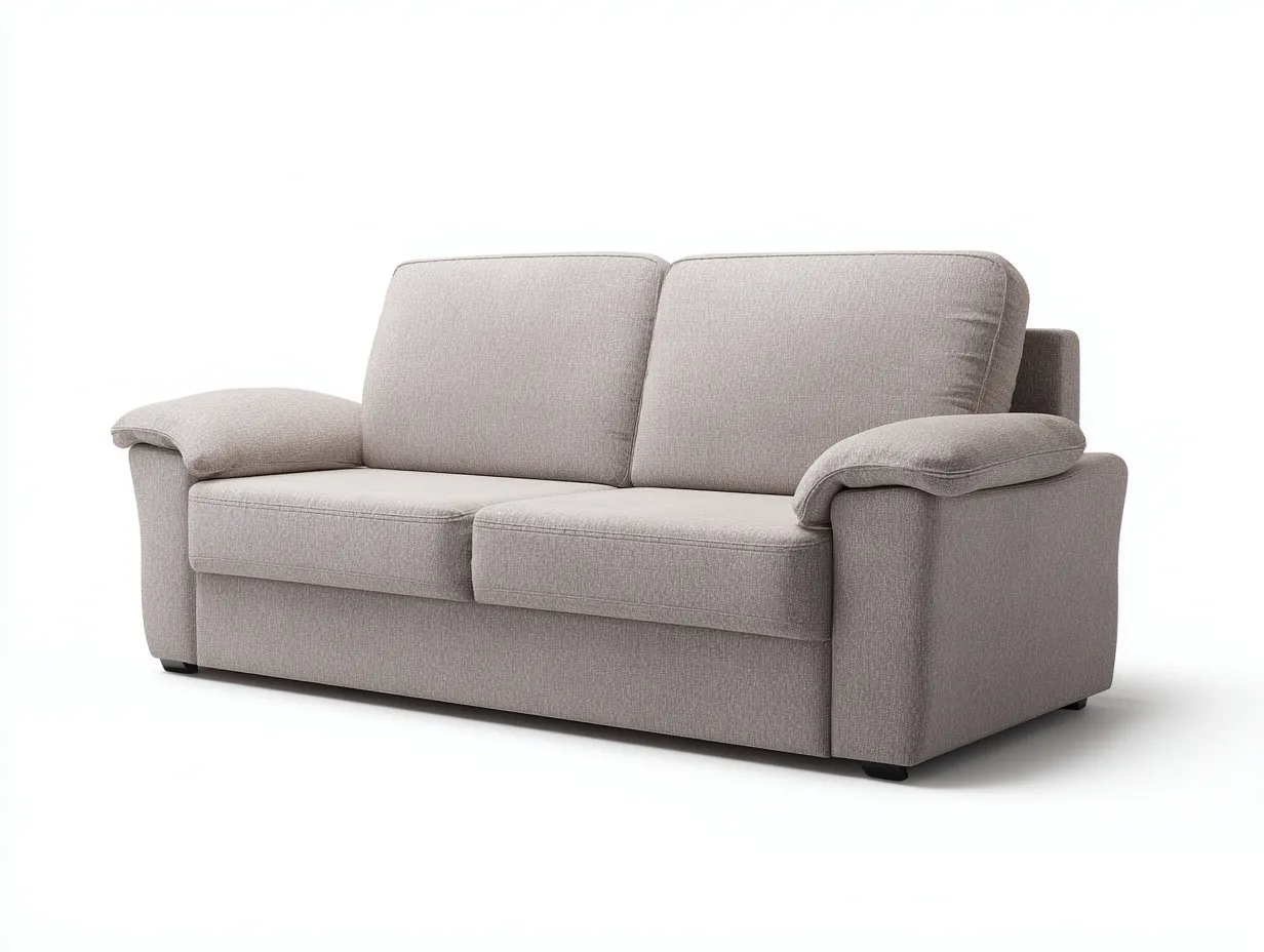 Sofá de dos plazas 204x91x84 cm - tejido gris claro para salón - brazos acolchados y respaldo alto