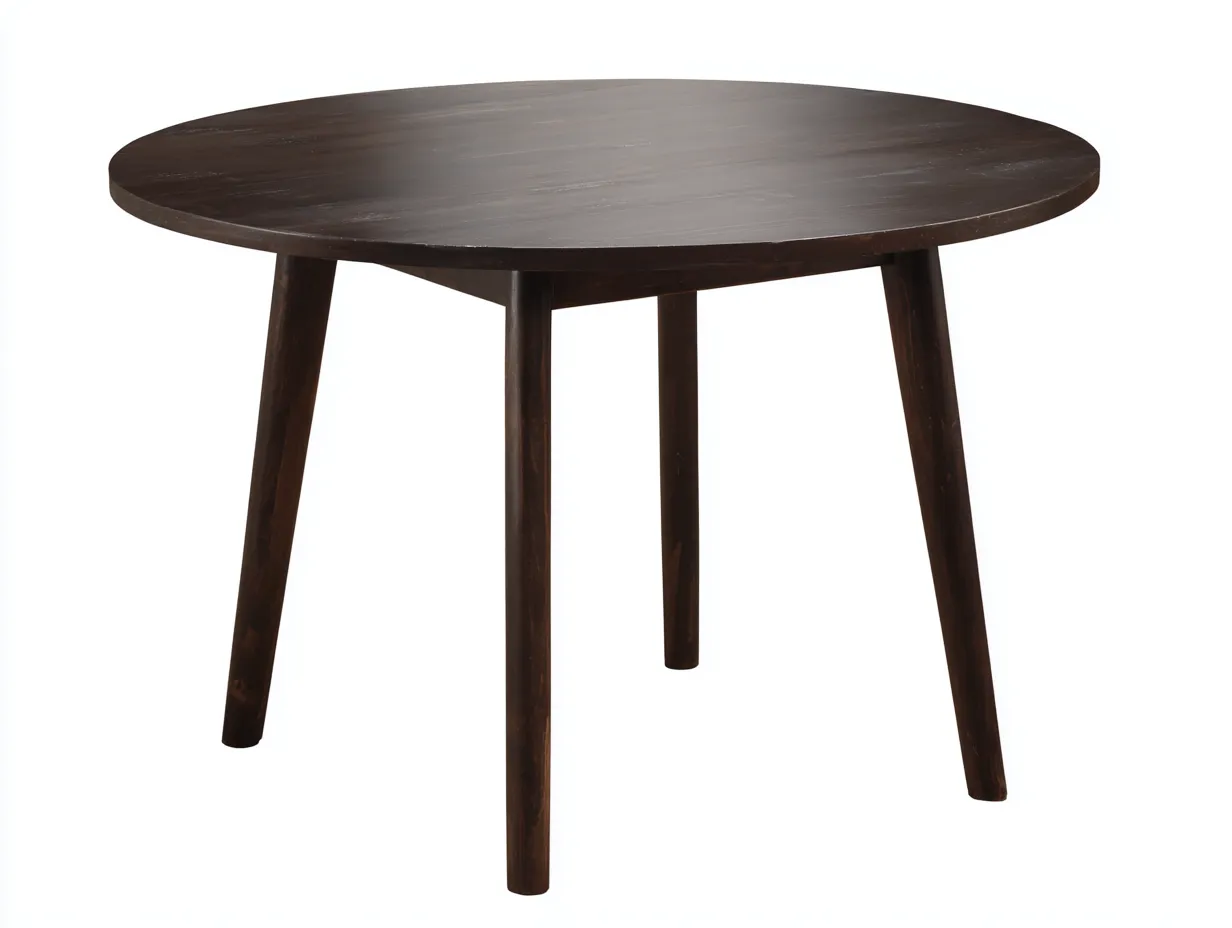 Mesa de comedor 110x110x75 cm - nogal oscuro - para comedor - mesa redonda de inspiración retro