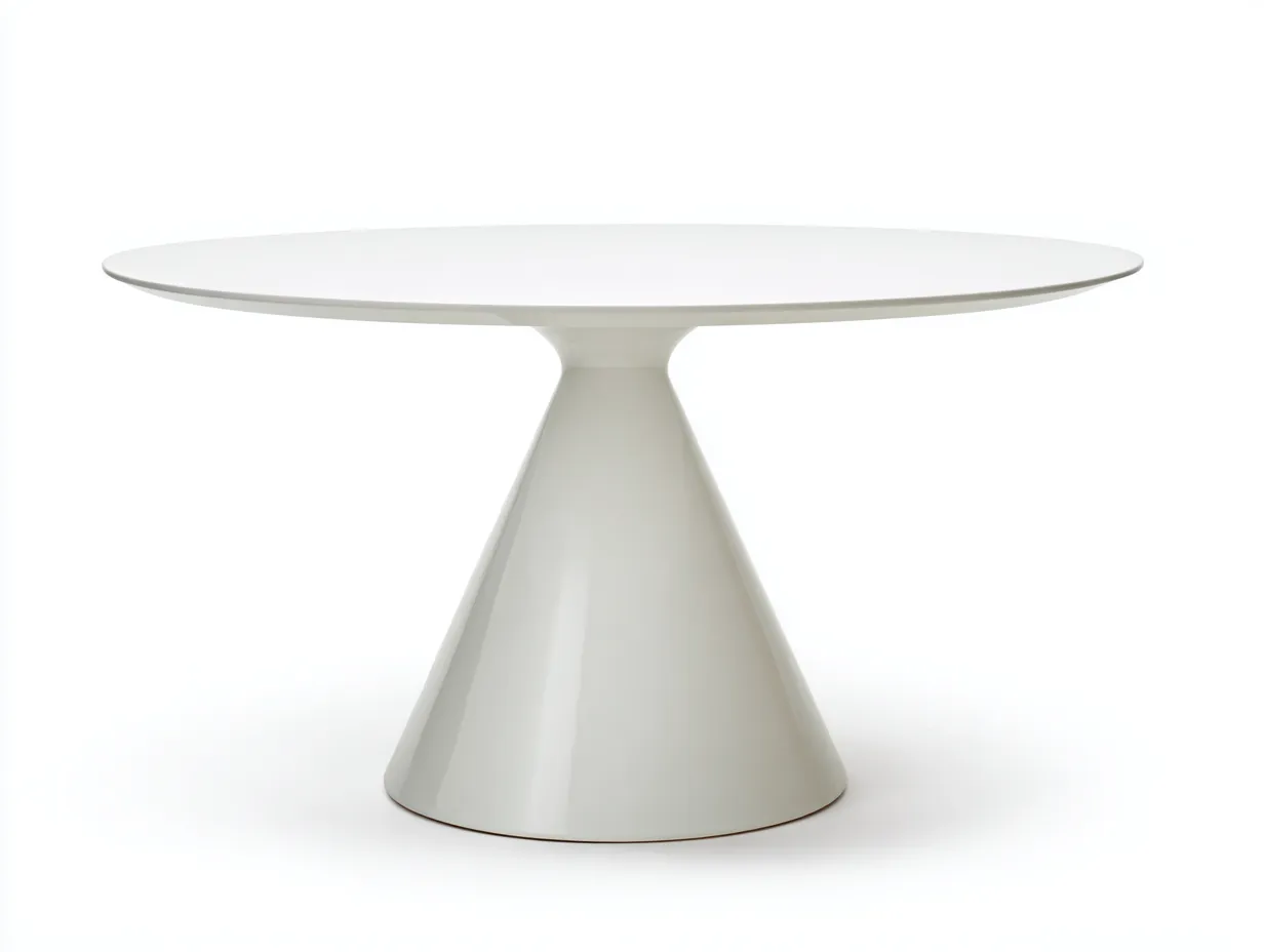 Mesa de comedor 130x130x75 cm - blanco mate - para comedor - pedestal cónico de estilo actual