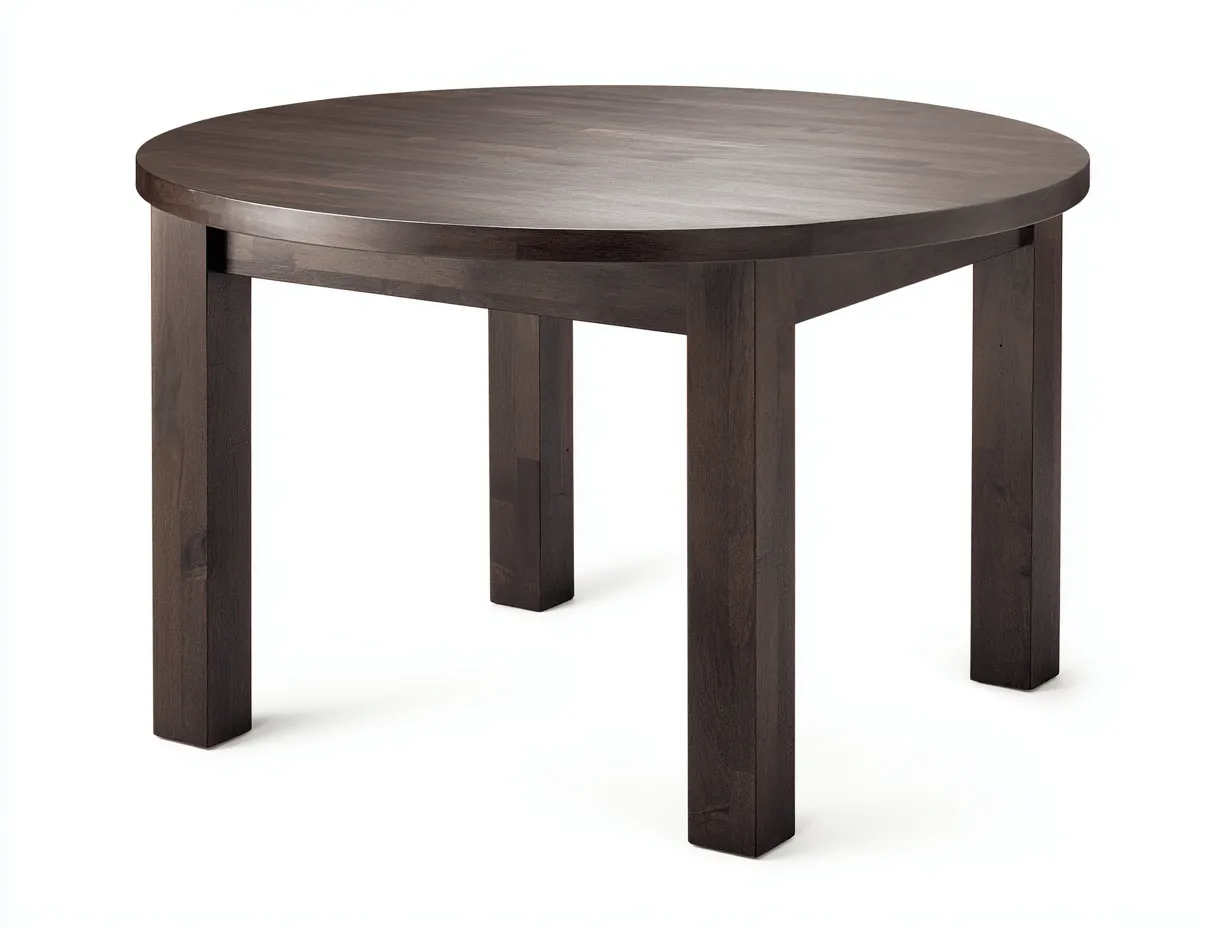 Mesa de comedor 120x120x75 cm - marrón oscuro - madera maciza - para comedor - mesa redonda de patas rectas-Nileniostudio