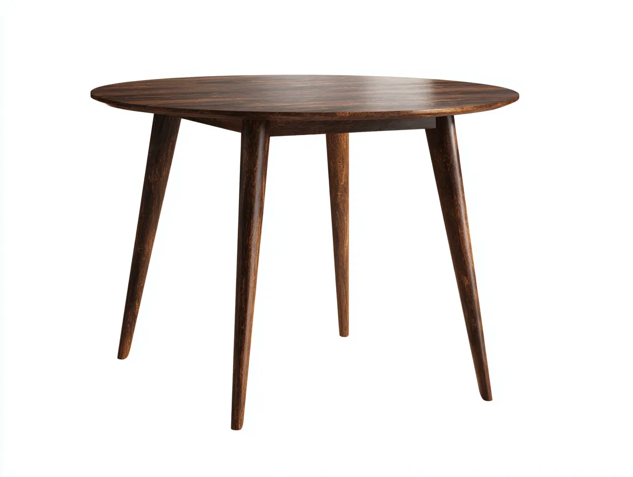 Mesa de comedor 110x110x75 cm - nogal oscuro - para comedor - tablero redondo con patas cónicas