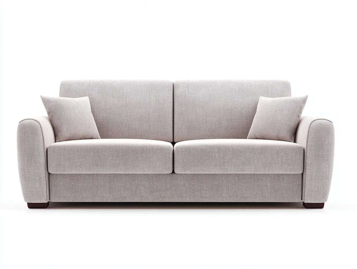 Sofá de dos plazas 205x89x83 cm - tejido gris perla para salón - respaldo doble y brazos redondeados-Nileniostudio