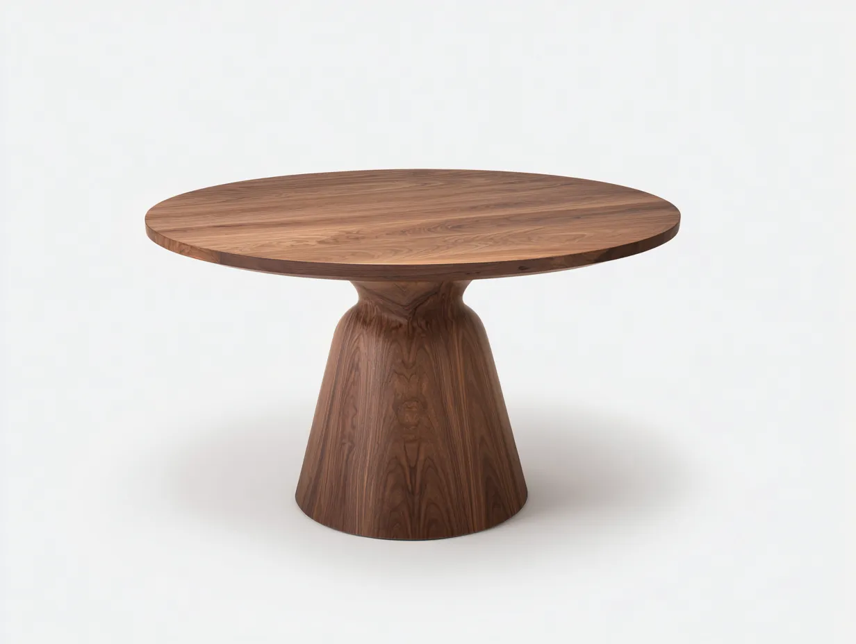 Mesa de comedor 130x130x75 cm - nogal oscuro - para comedor - mesa redonda con base cónica contemporánea-Nileniostudio
