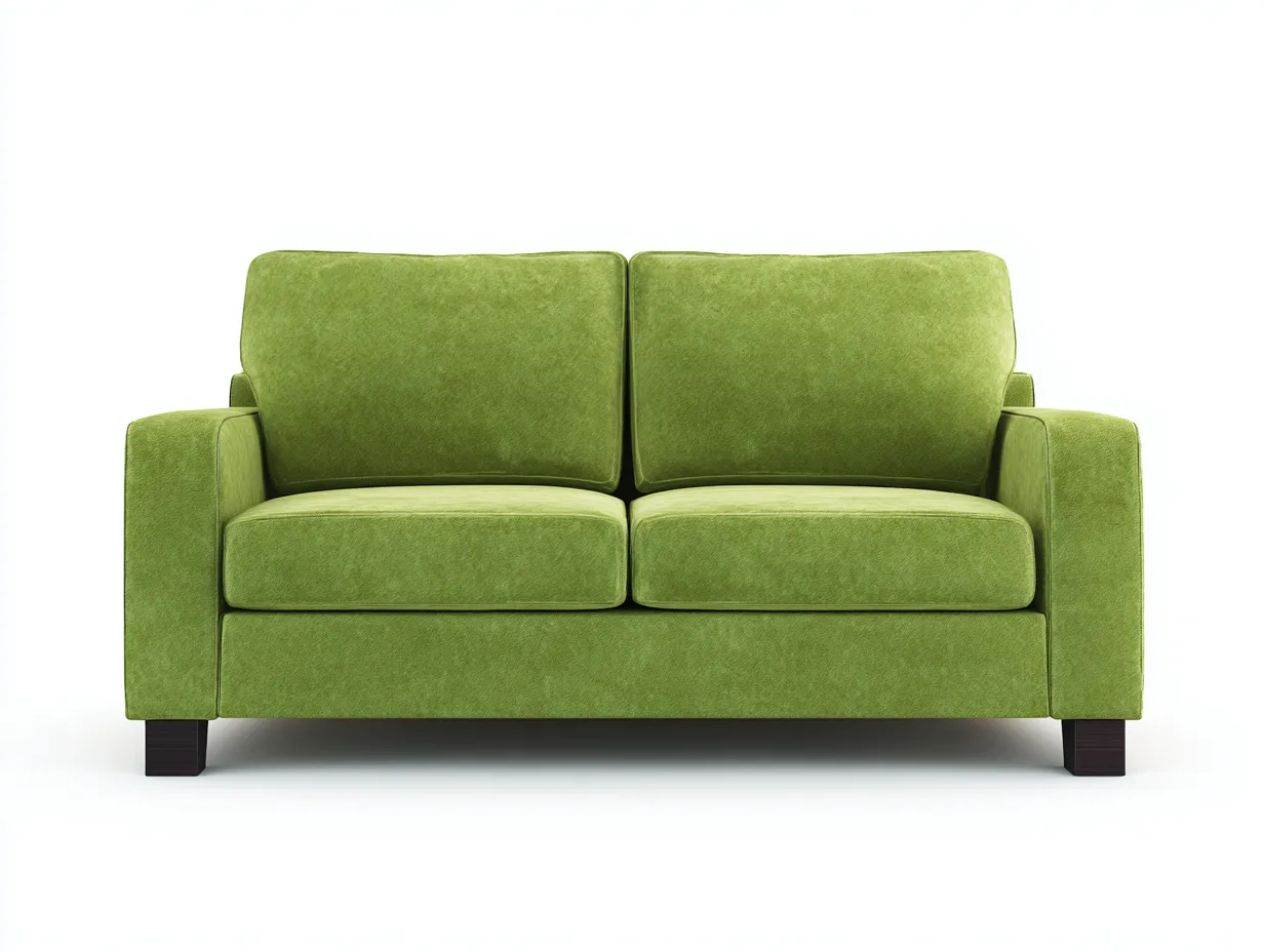 Sofá de dos plazas 190x85x80 cm - tejido verde lima para salón - respaldo doble y brazos rectos-Nileniostudio