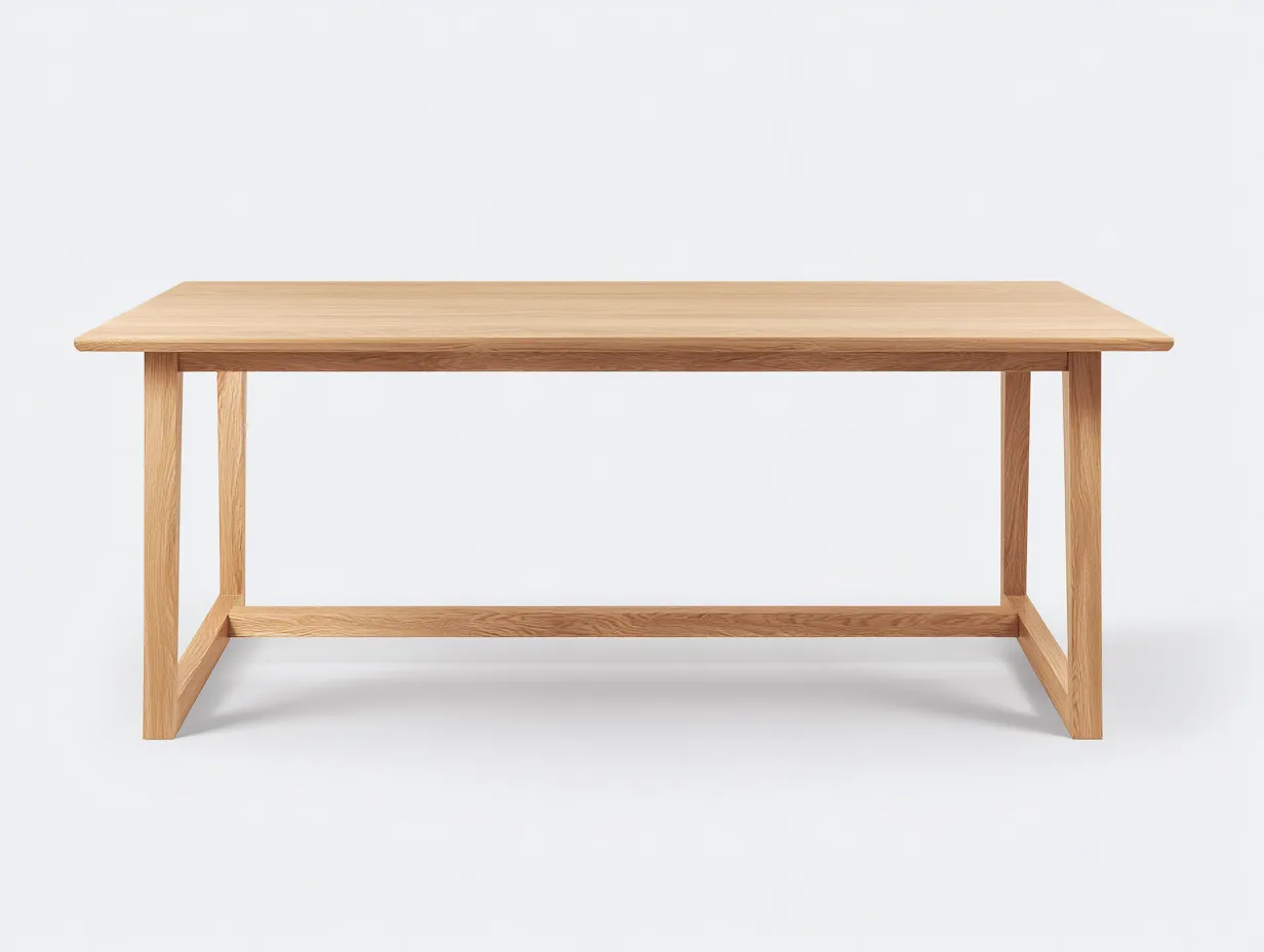 Mesa de comedor 210x90x75 cm - roble claro - para comedor - base rectangular abierta