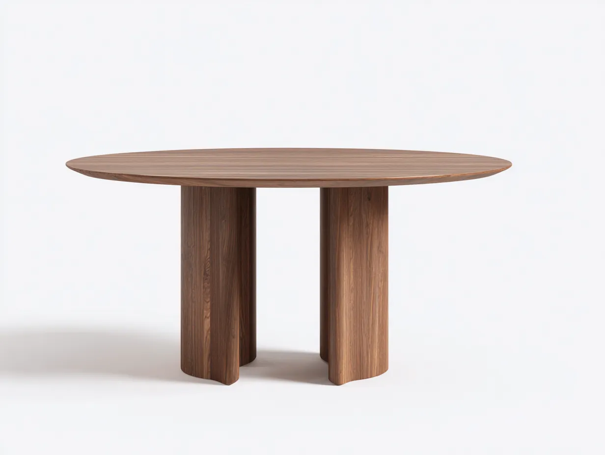 Mesa de comedor 180x110x75 cm - nogal oscuro - madera - para comedor - tablero ovalado con doble pedestal-Nileniostudio