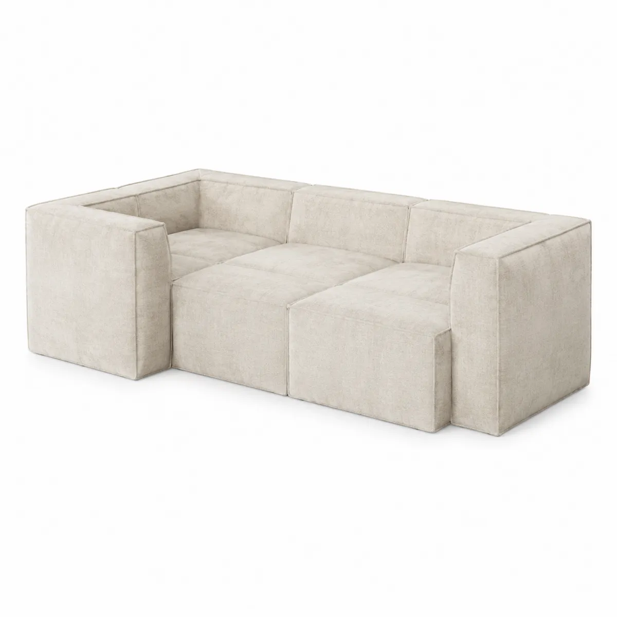 Modulares Ecksofa Stoff Beige 3-Sitzer