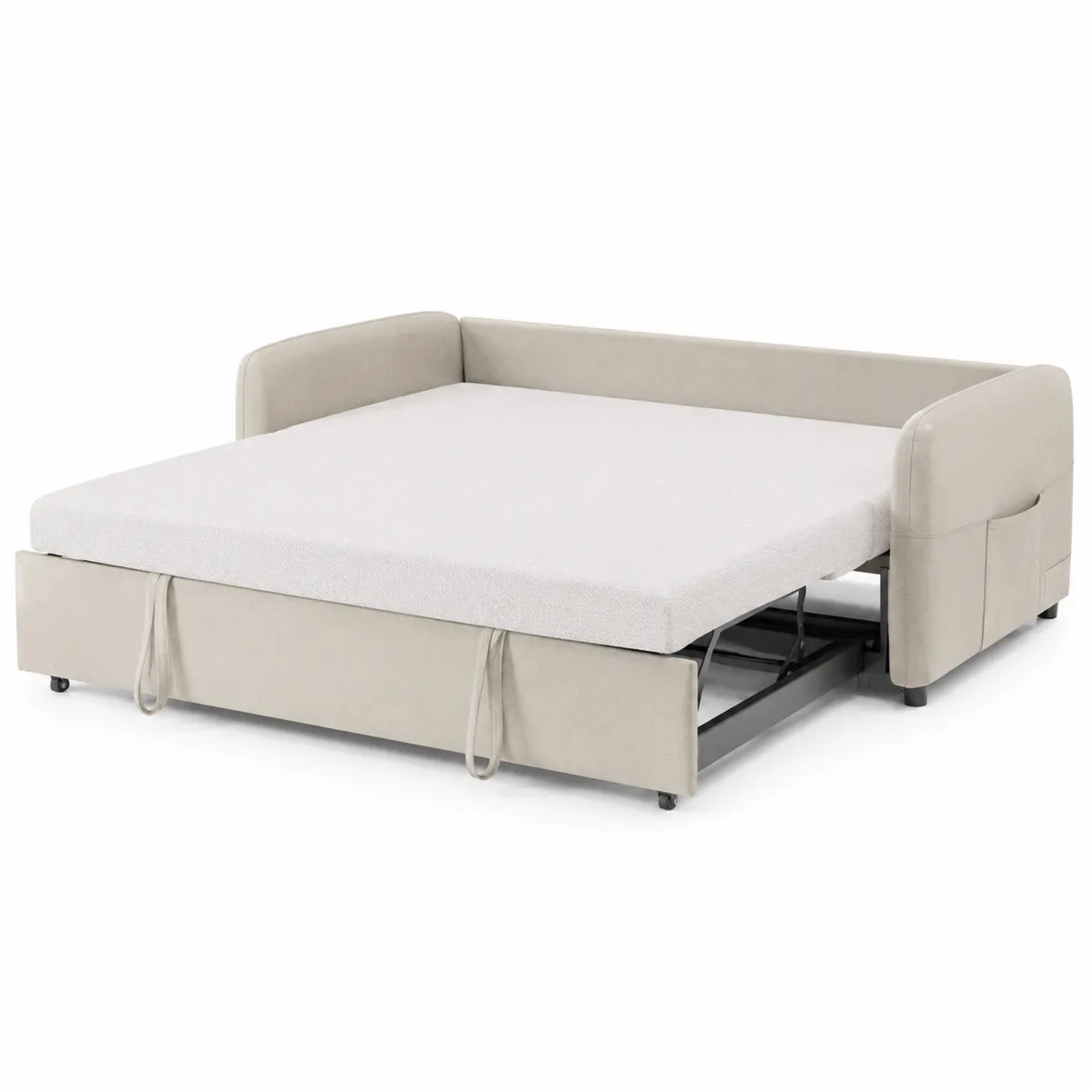 Schlafsofa Beige Metallrahmen Polyestergewebe
