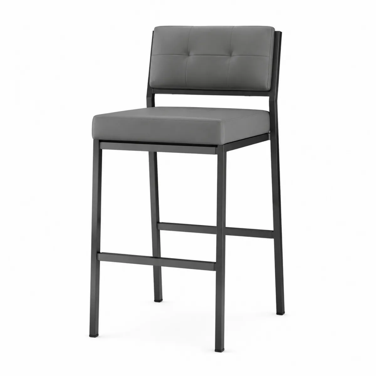 Barhocker mit Rückenlehne Kunstleder Grau Metall