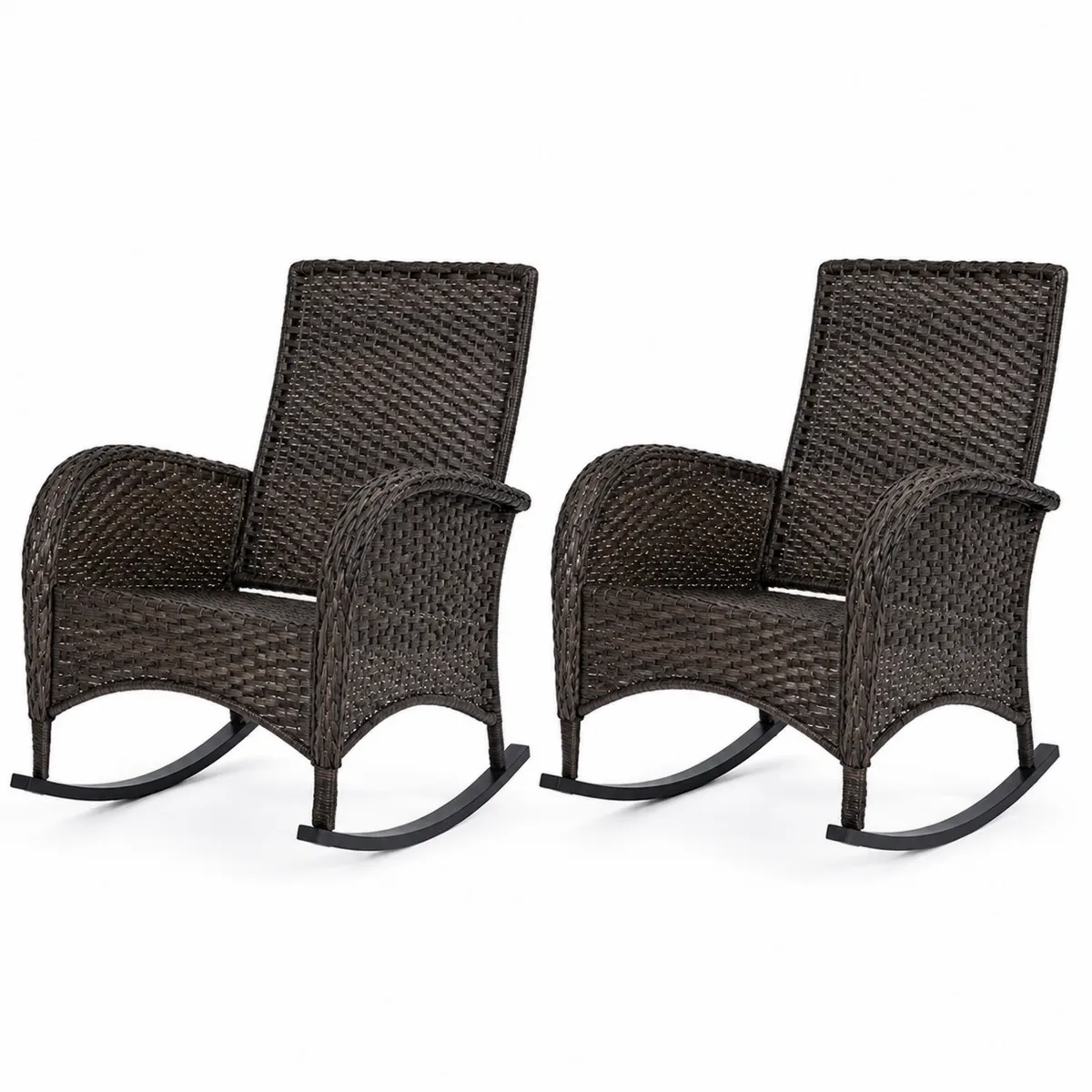 2er-Set Garten-Schaukelstühle aus Polyrattan Braun