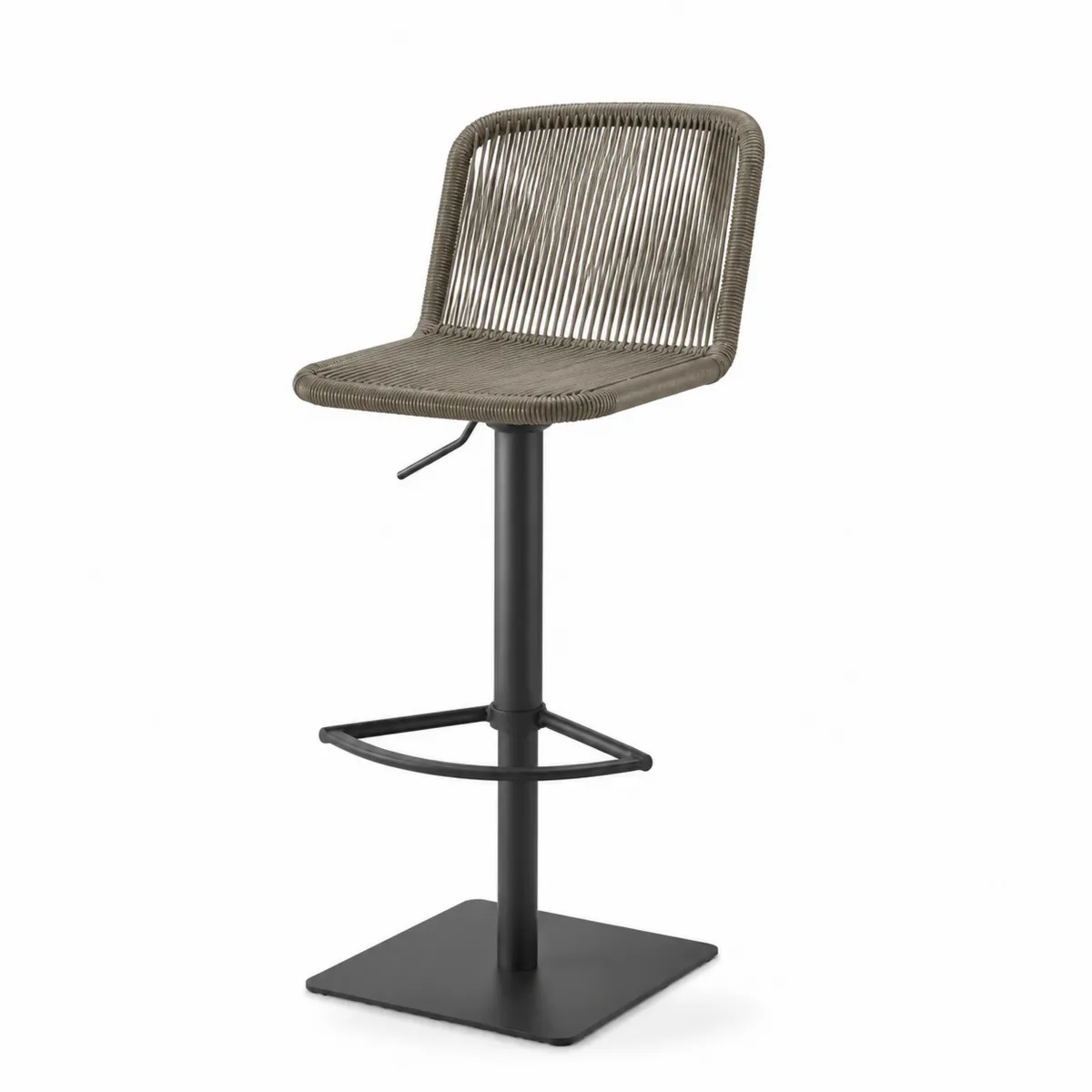 Barhocker mit Sitz aus Synthetischem Rattan Höhenverstellbar Metall Schwarz/Braun