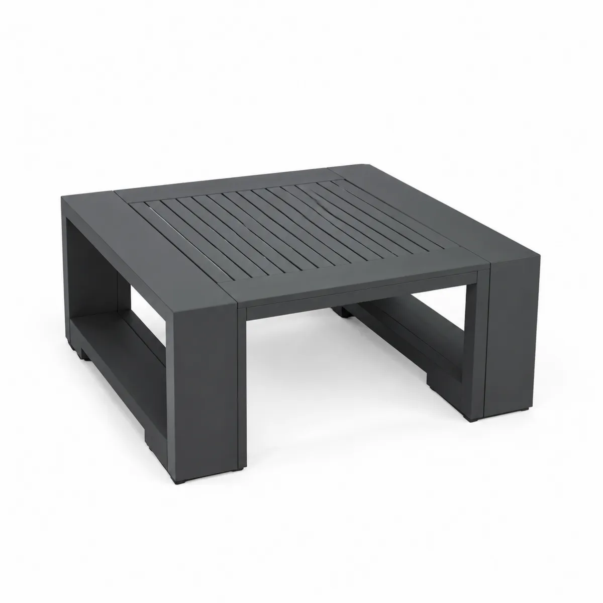 Gartentisch Metall Quadratisch 90x90x35 cm Dunkelgrau