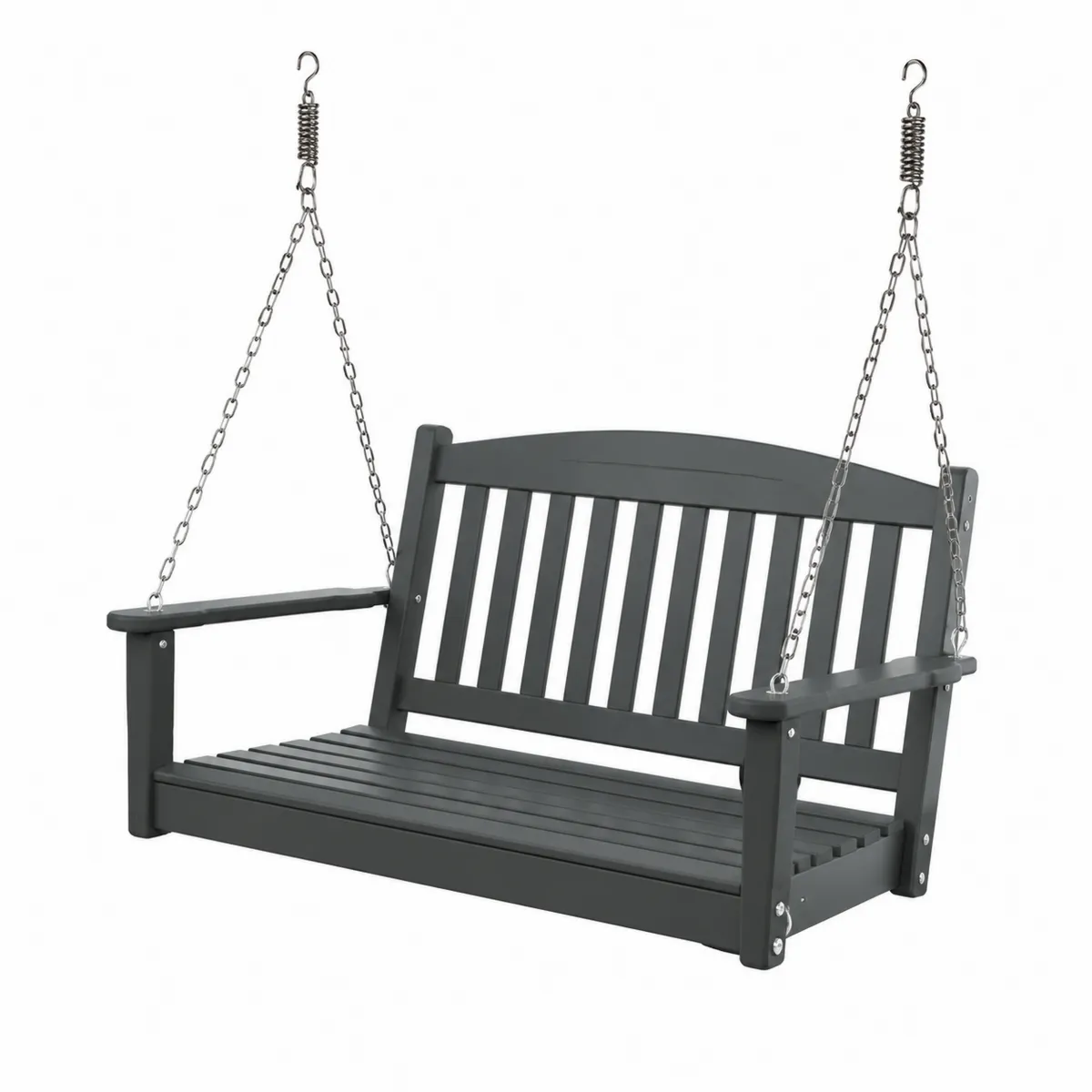 Gartenholzsitzschaukel in Dunkelgrau mit Ketten