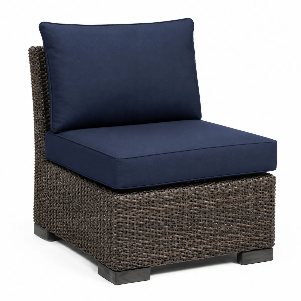 Outdoor-Sessel Rattangeflecht Blau Textil