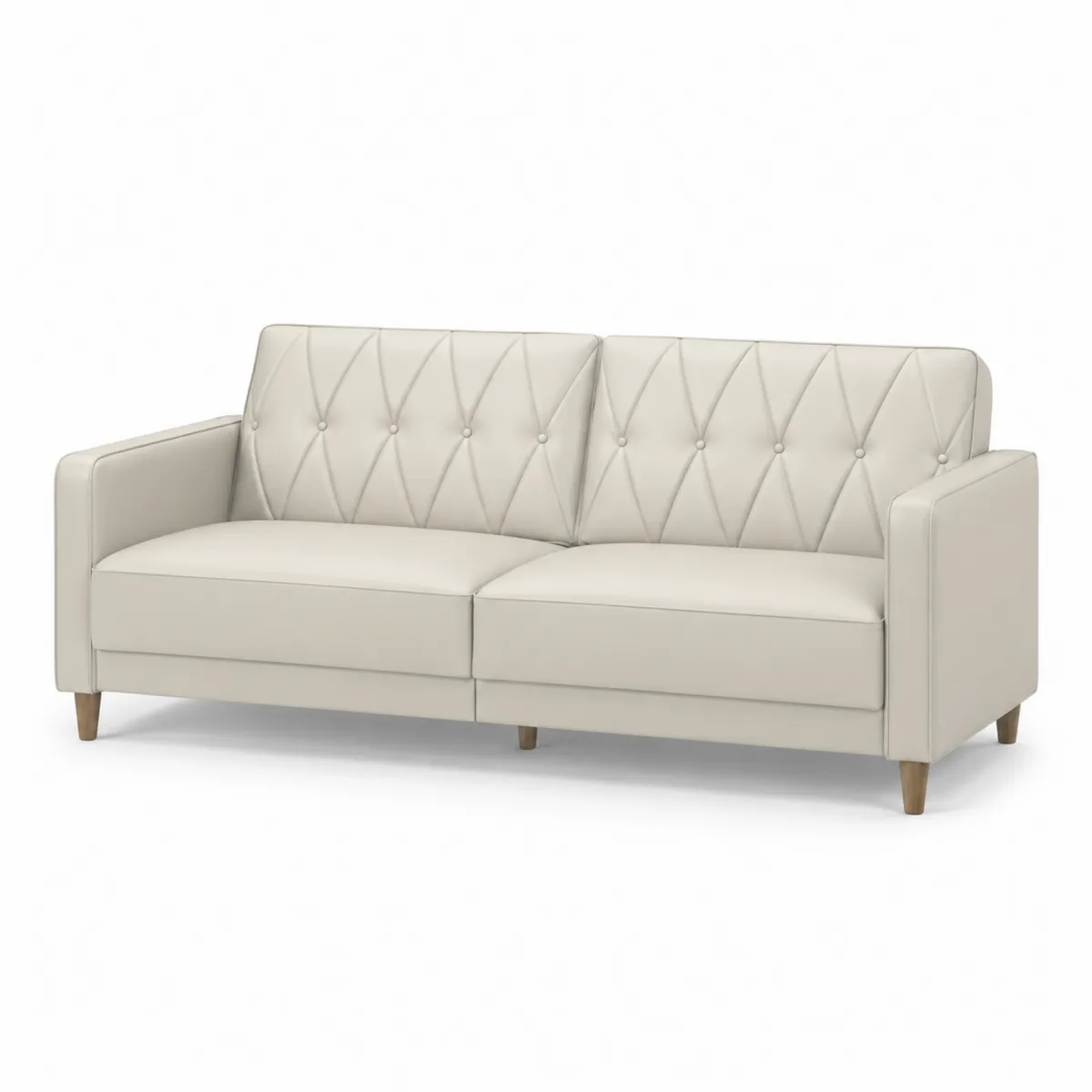 3-Sitzer Sofa aus PU-Leder Cremeweiß
