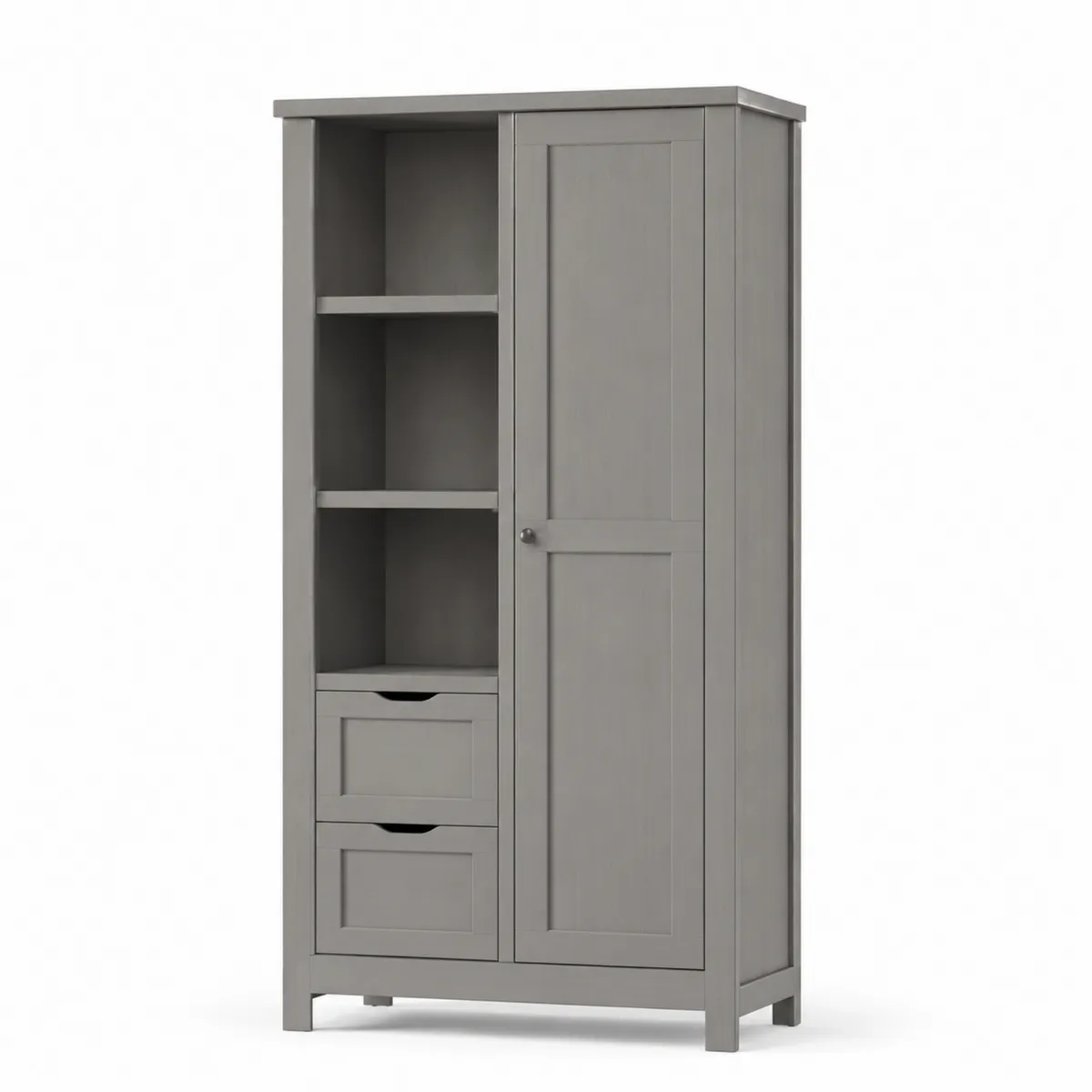 Grauer Schrank aus Massivholz mit Einlegeböden und Schubladen 190cm x 90cm x 40cm