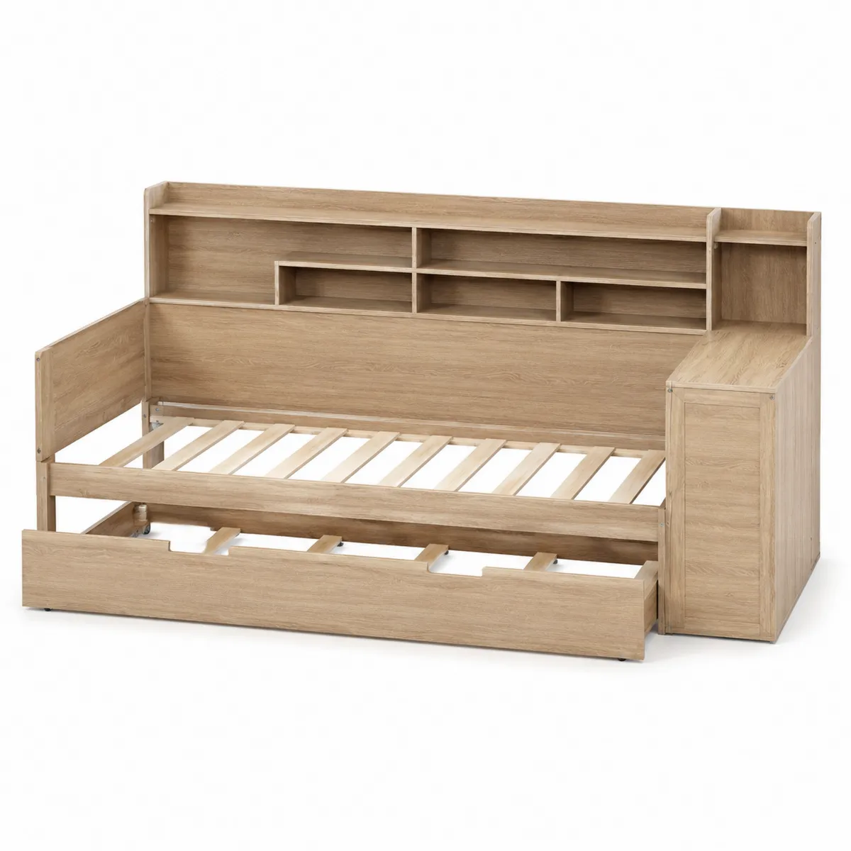 Holztagesbett mit Schubladen und Regalen 200x90cm