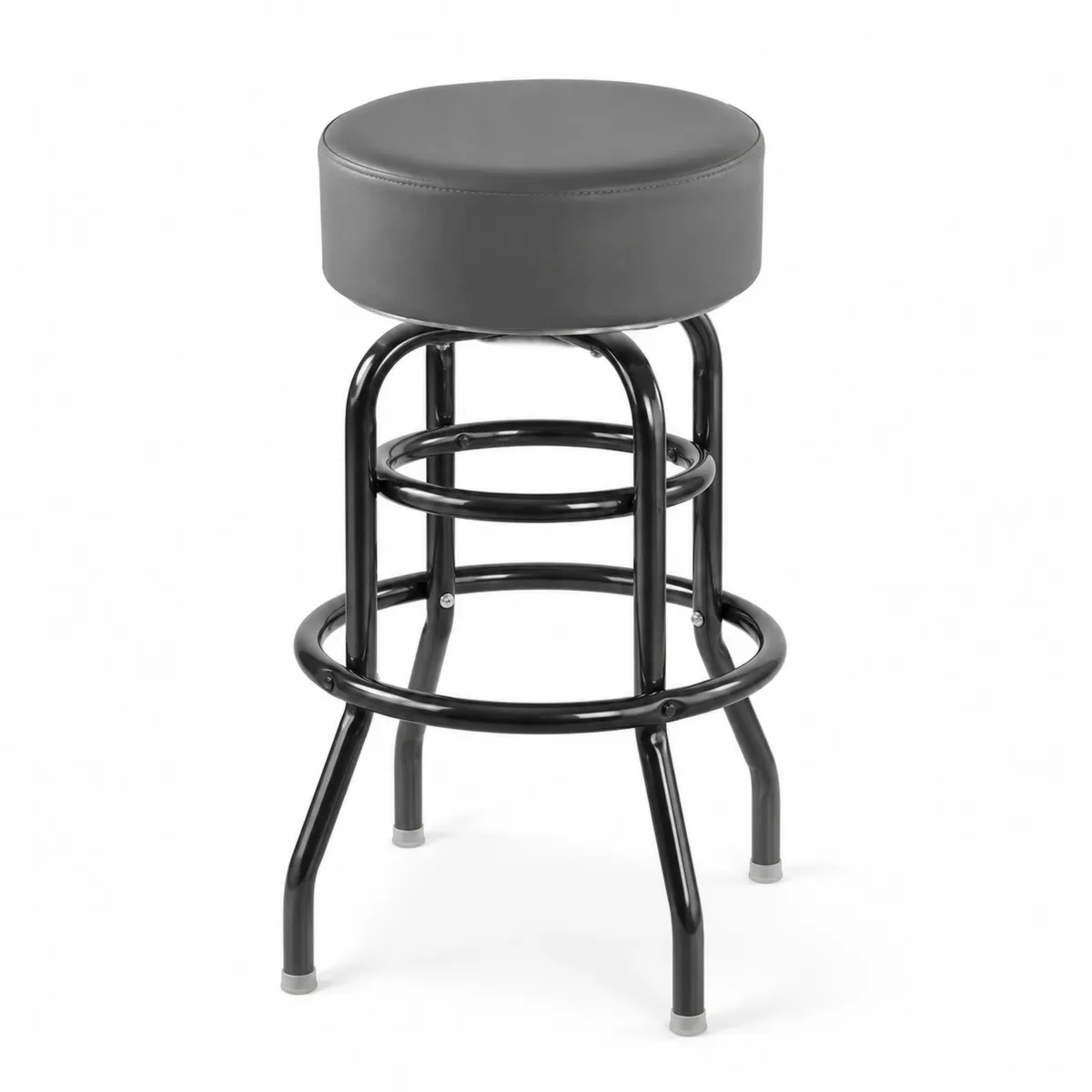 Barhocker mit Stahlrahmen und PU-Ledersitz, Sitzhöhe 75 cm, Grau/Schwarz